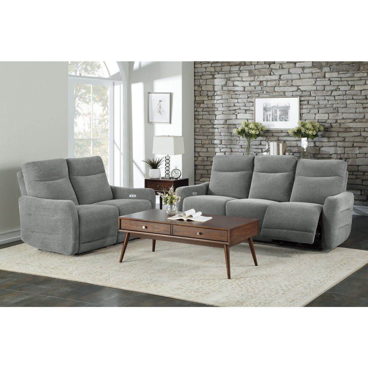 Edition - Power Double Lay Flat Reclining Sofa With Power Headrests And USB Ports - Dove Gray