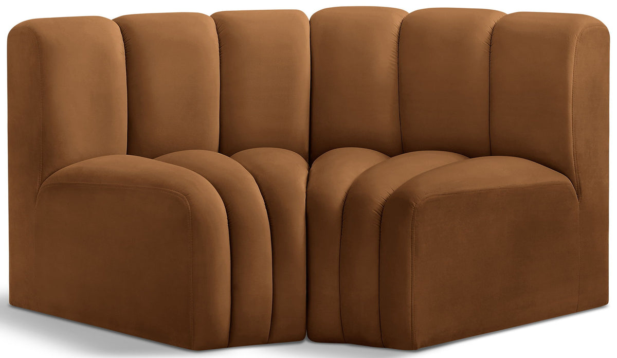 Arc - Velvet 2 Piece Modular Sofa - Saddle