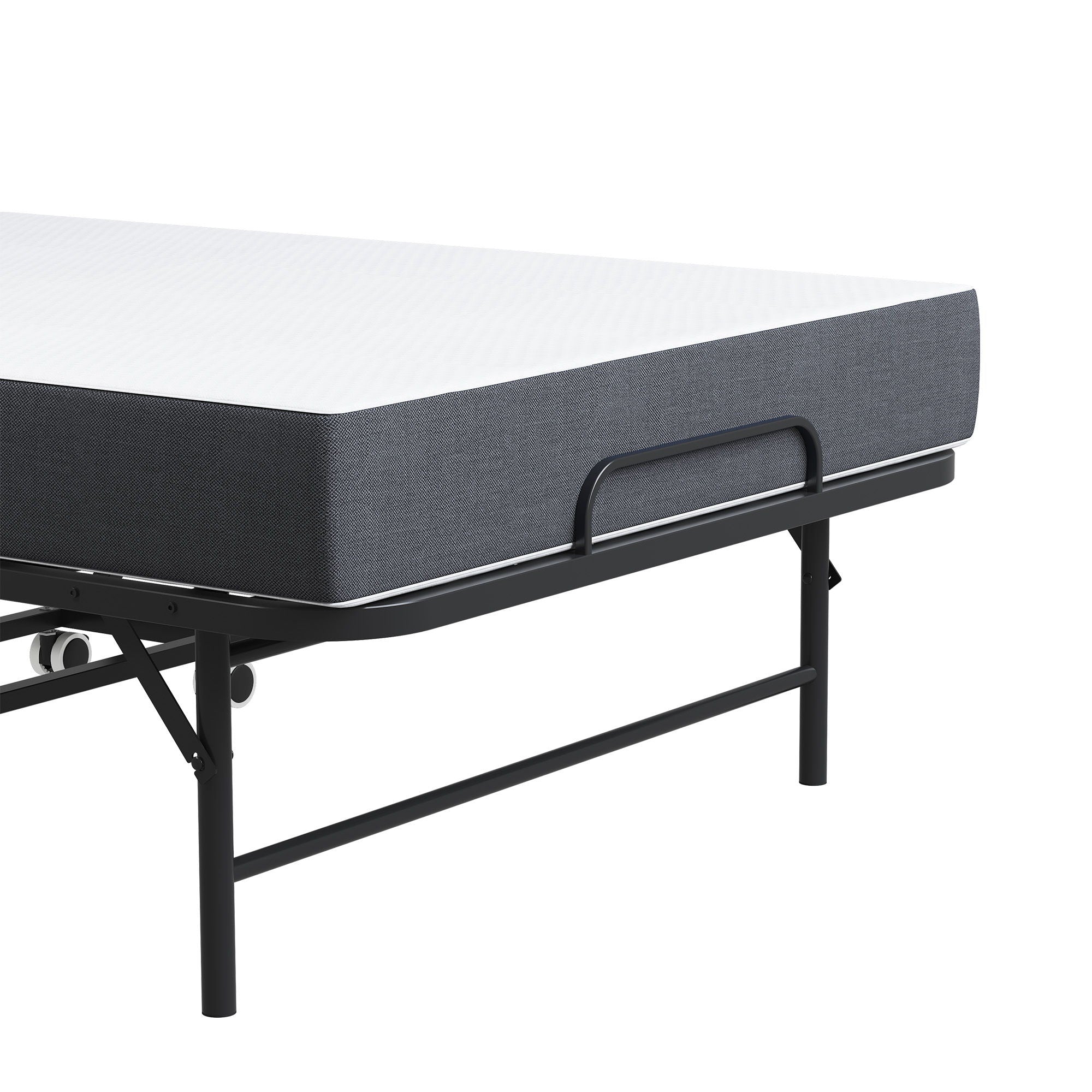 Twin Folding Bed With Memory Foam Mattress, Space Saving Rollaway Guest, On Wheels, Portable For Adults & Guests - Black