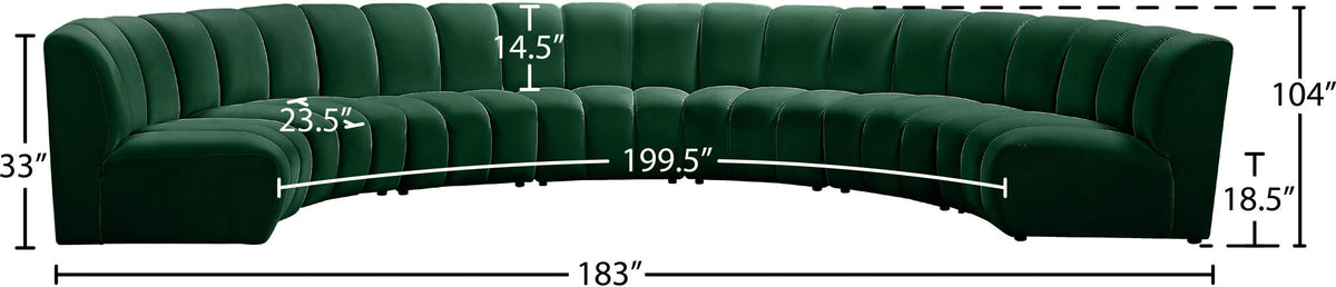 Infinity - 7 Piece Velvet Modular Sectional - Green