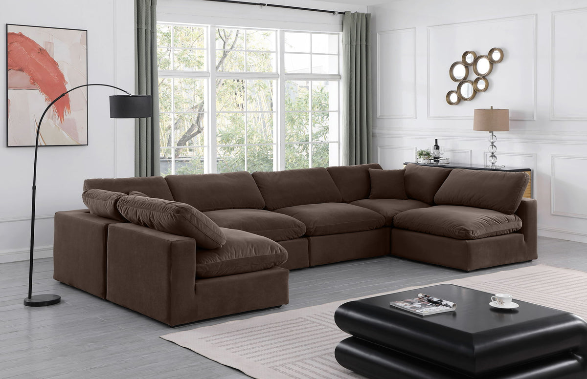 Comfy - 6 Piece Velvet Modular Armless Sectional