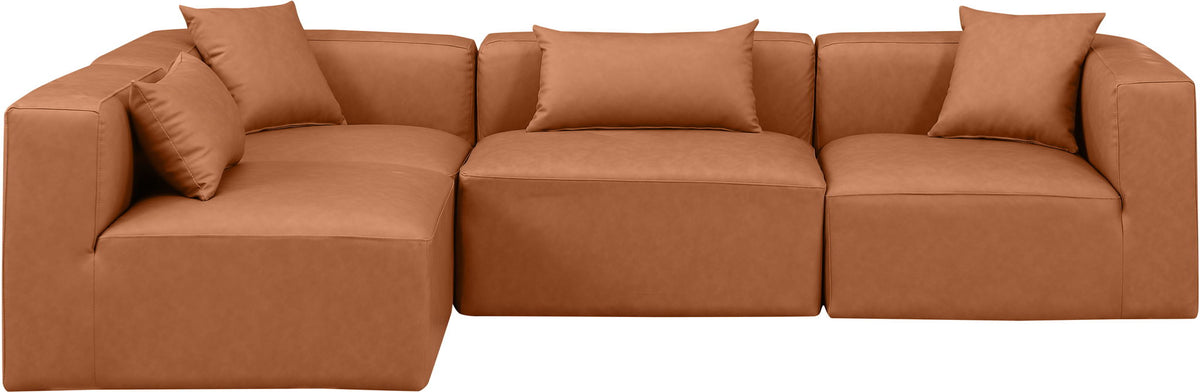 Cube - 4 Piece Modular Corner Sectional - Cognac