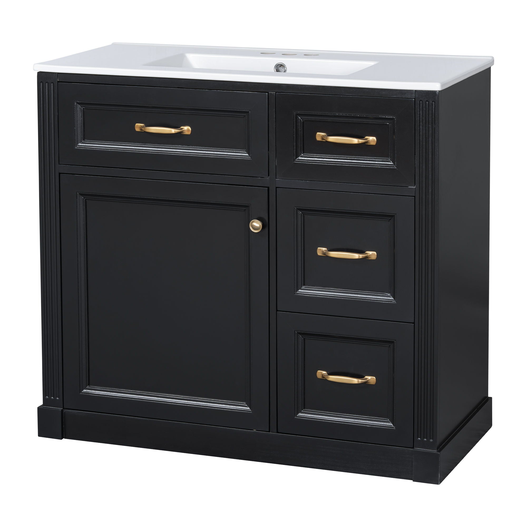 Modern Bathroom Vanity With Sink, 4 Drawers, Soft-Close Door, Adjustable Shelf
