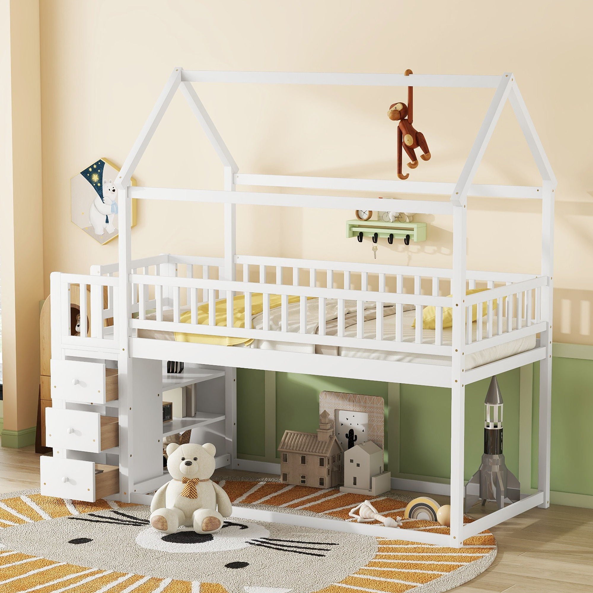 Bunk Bed With Shelves And Drawers, Storage Focused Design
