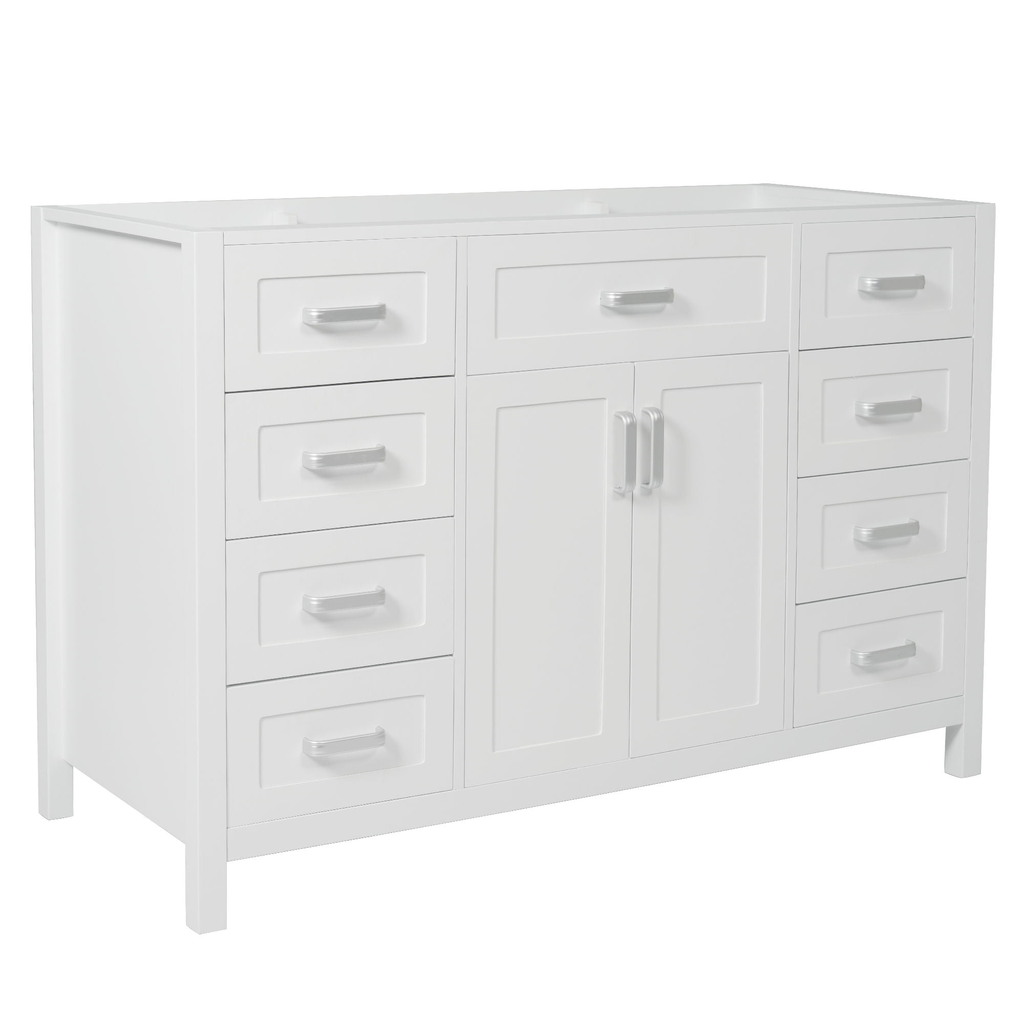 Bathroom Vanity Cabinet Only With 2 Soft Close Doors And 8 Drawers - White