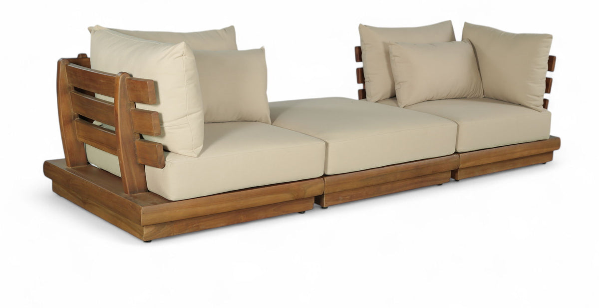 Mirella - 3 Piece Water Resistant Fabric Upholstered Outdoor Patio Modular Sofa