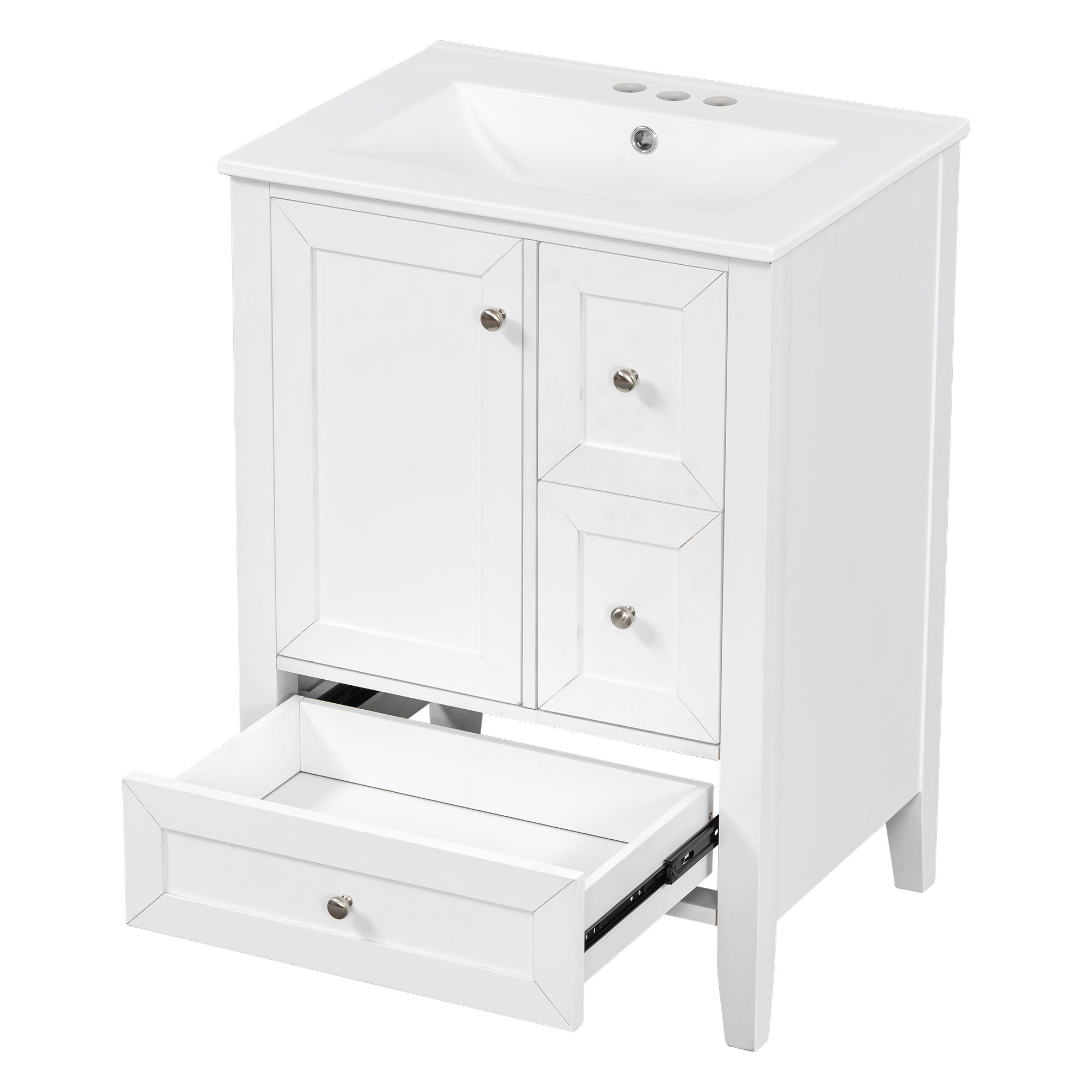 Modern Bathroom Vanity With Sink, Freestanding Cabinet With Drawers And Shelves