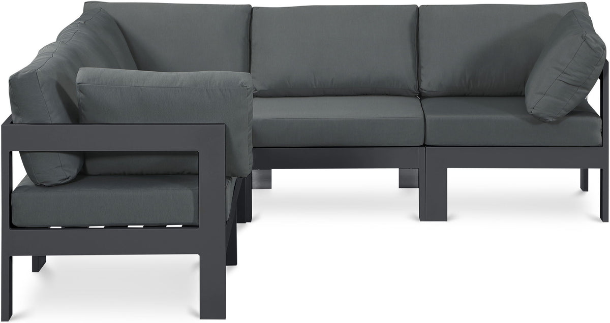 Nizuc - Outdoor Patio 5 Piece Modular Sectional With Gray Frame