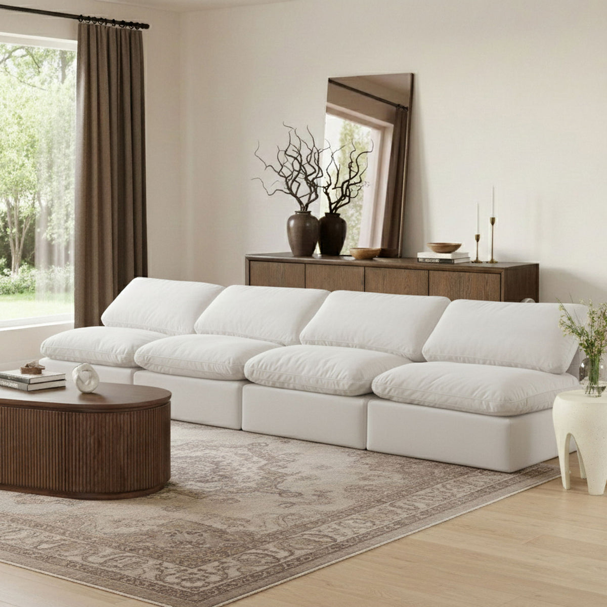 Indulge - Velvet 4 Seat Modular Armless Sofa