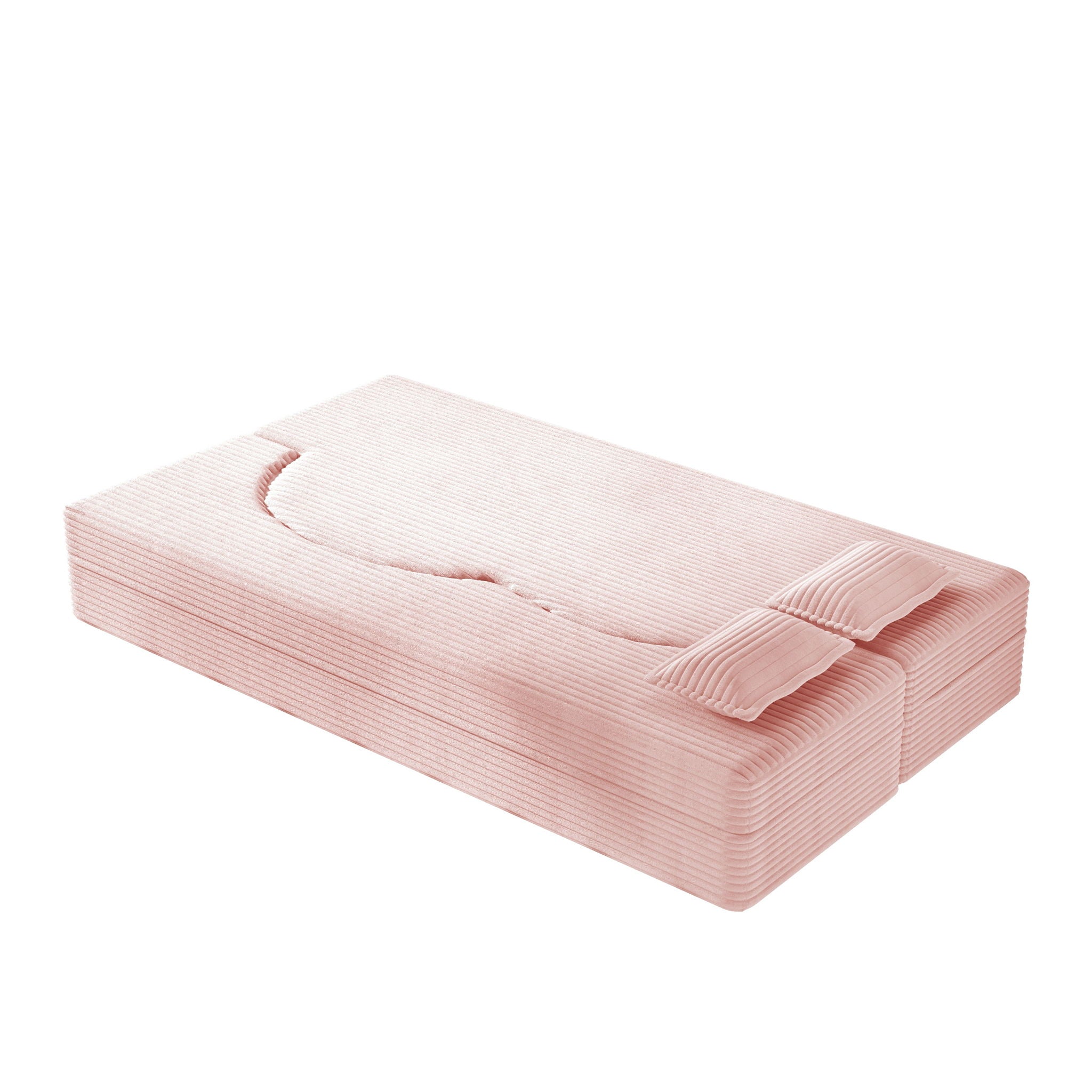 Modern Floor Sofa With 2 Pillows, Convertible Twin Size Folding Mattress For Living Room
