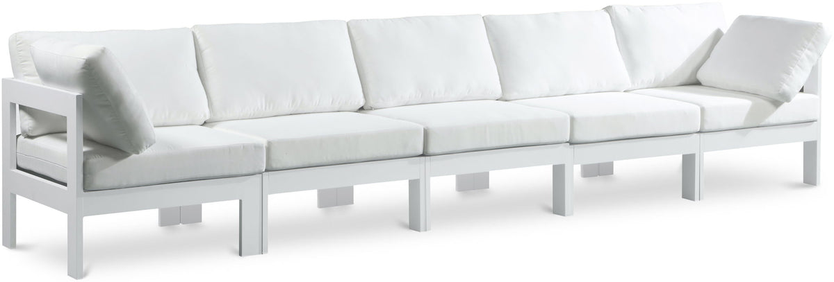 Nizuc - Outdoor Patio 5 Seat Modular Sofa With White Frame
