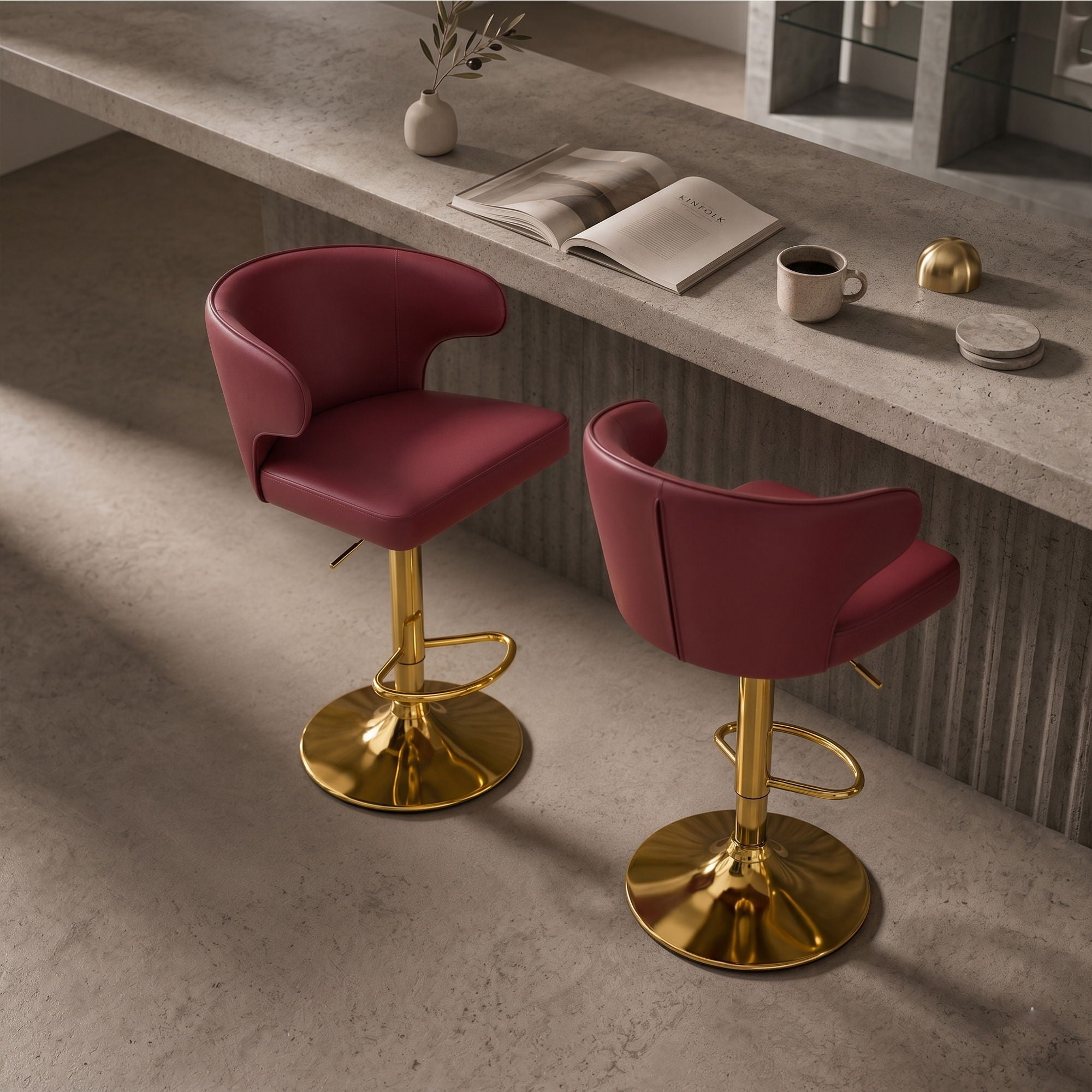 Adjustable Swivel Bar Chair With High Back Support
