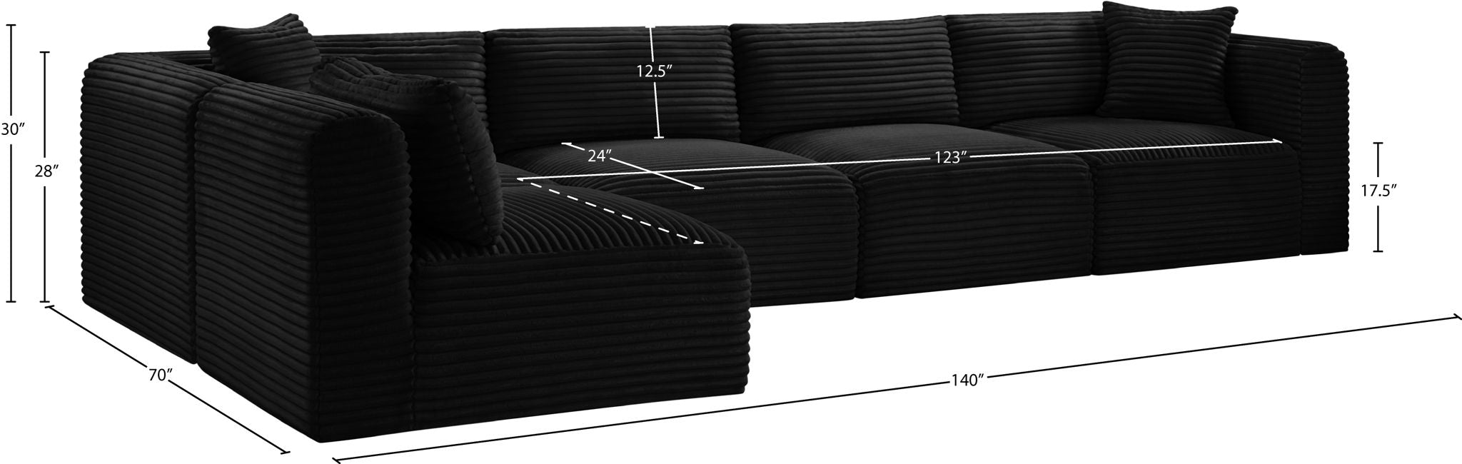 Shaggy - 5 Piece Modular Sectional