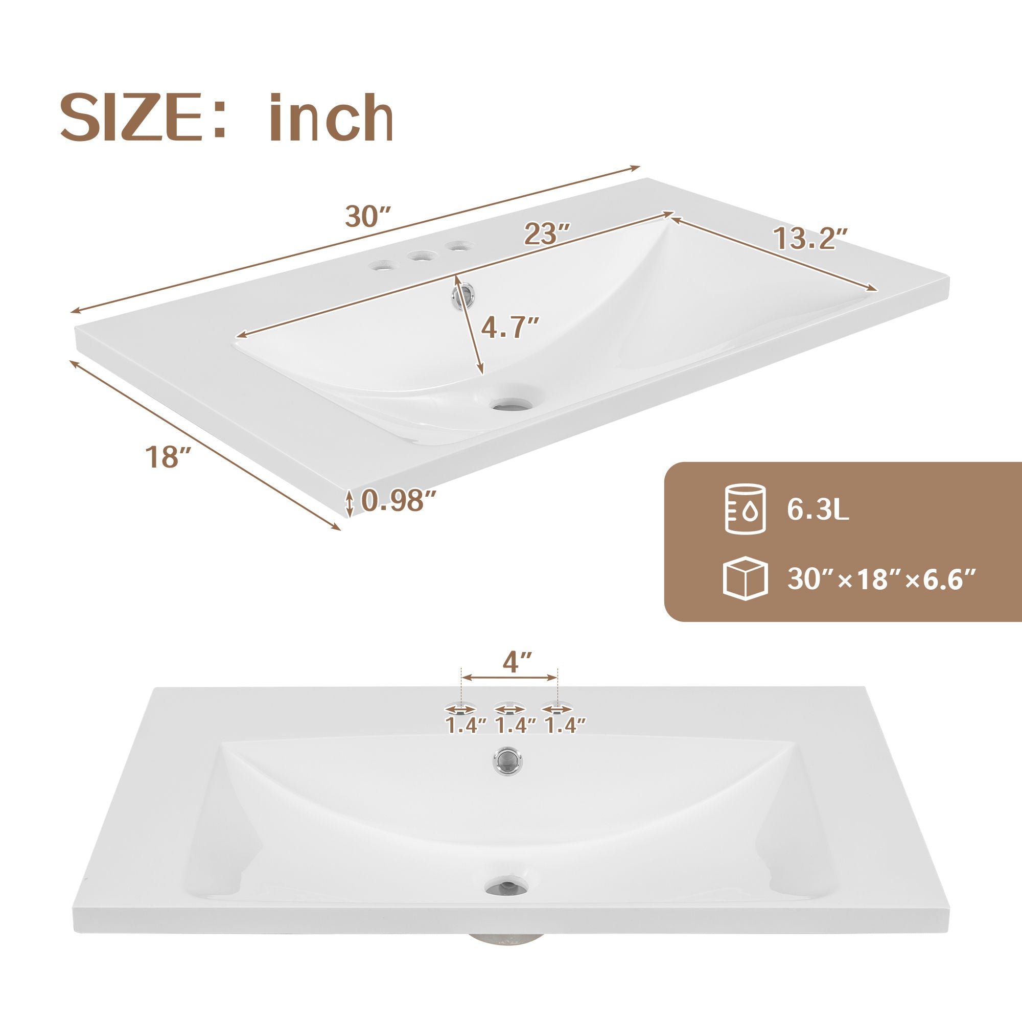Modern Bathroom Vanity With Sink Combo, 3 Drawers