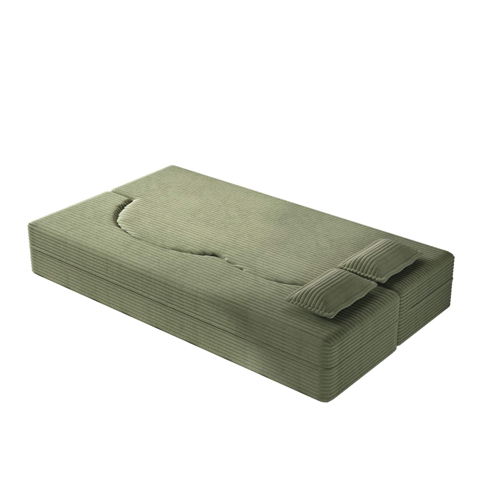 Modern Floor Sofa With 2 Pillows, Convertible Twin Size Folding Mattress For Living Room