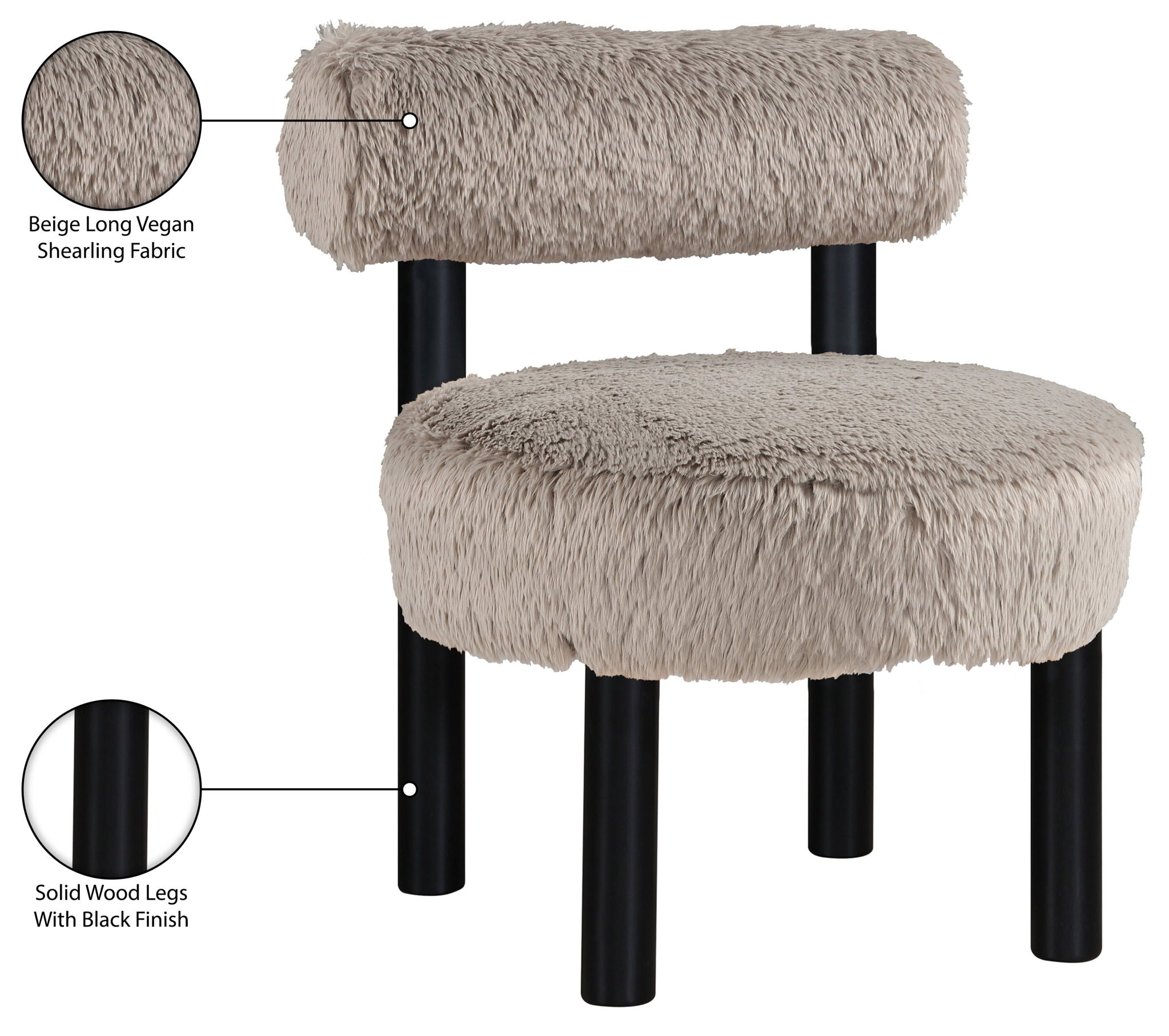 Ambre - Vegan Shearling Fabric Upholstered Accent Chair