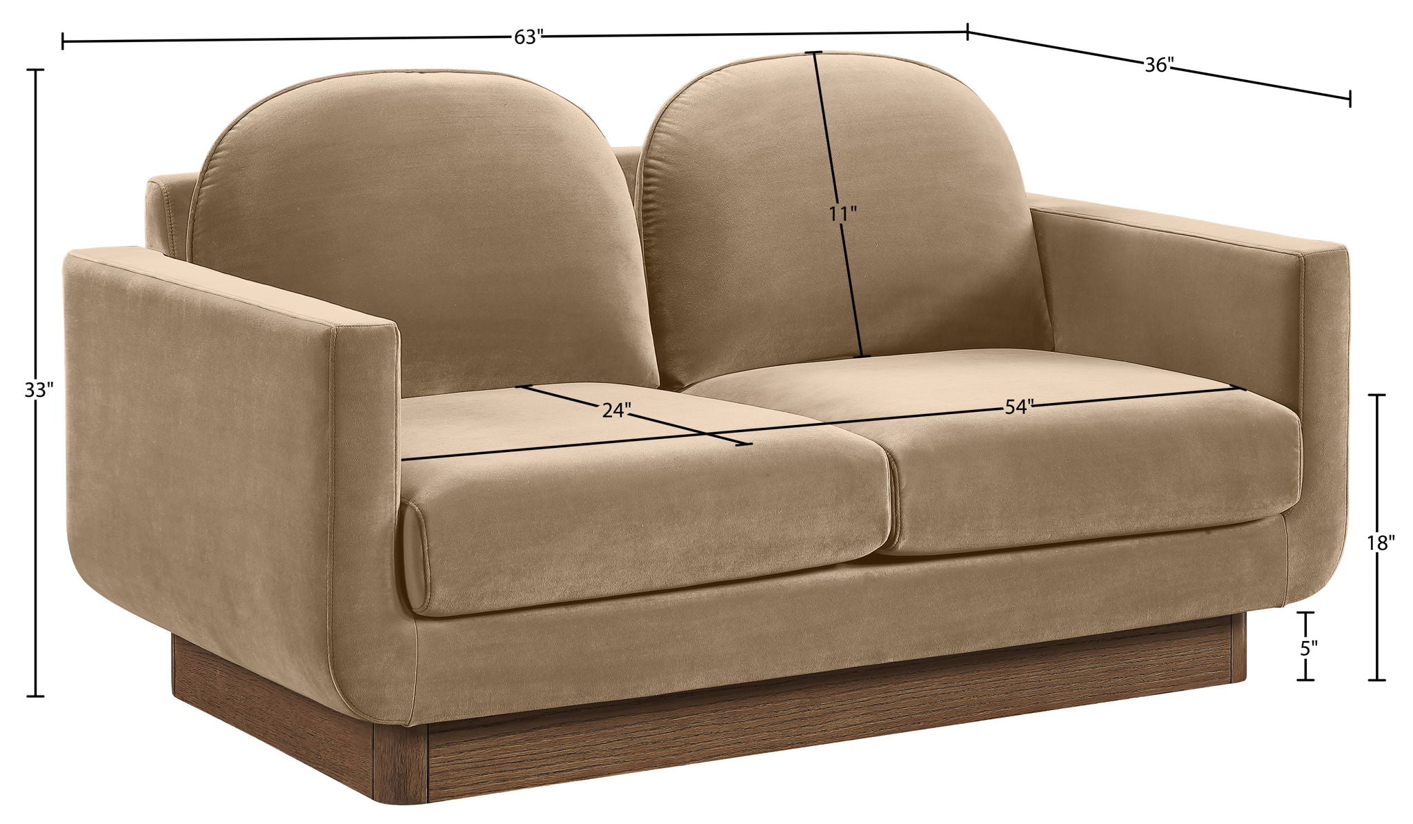 Diviento - Velvet Performance Fabric Upholstered Loveseat