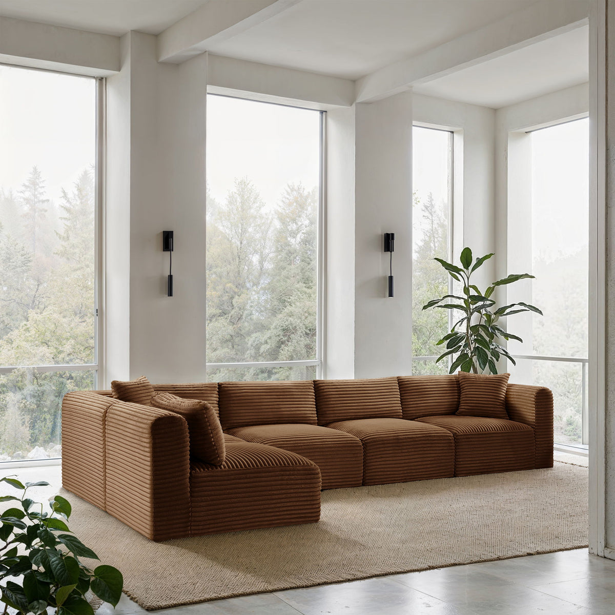 Shaggy - Fabric 5 Piece Modular Sectional
