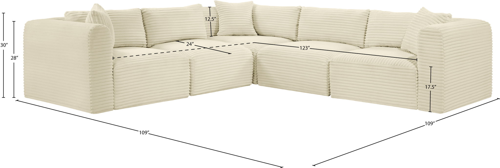 Shaggy - 5 Piece Modular Corner Sectional