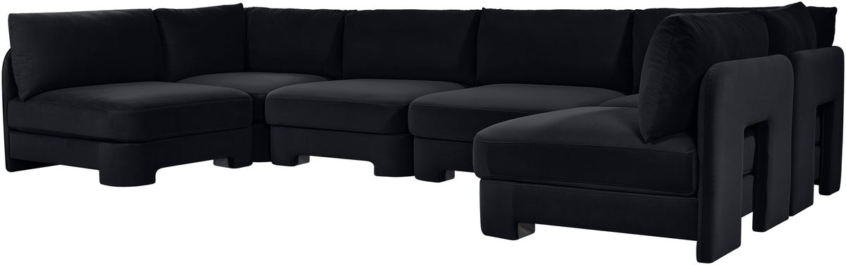 Hammond - Velvet Performance Fabric Upholstered 6 Piece U-Shaped Armless Sectional
