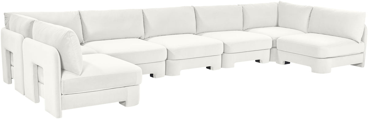 Hammond - Velvet Performance Fabric Upholstered 7 Piece U-Shaped Armless Sectional
