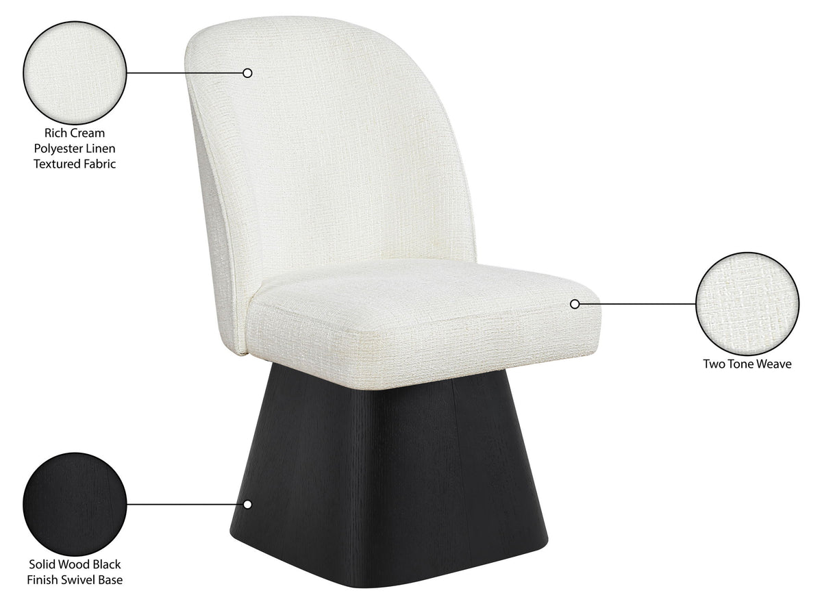 Marlowe - Linen Textured Fabric Upholstered Swivel Dining Side Chair - Stained Black