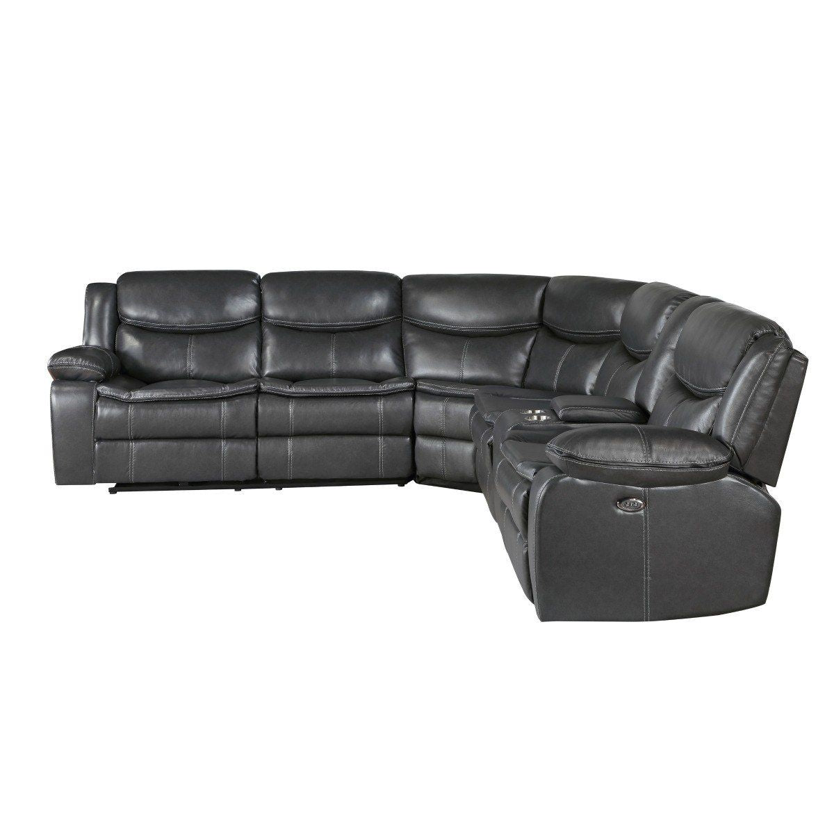 Fargo - (3) 3 Piece Power Reclining Sectional With Right Console - Dark Gray
