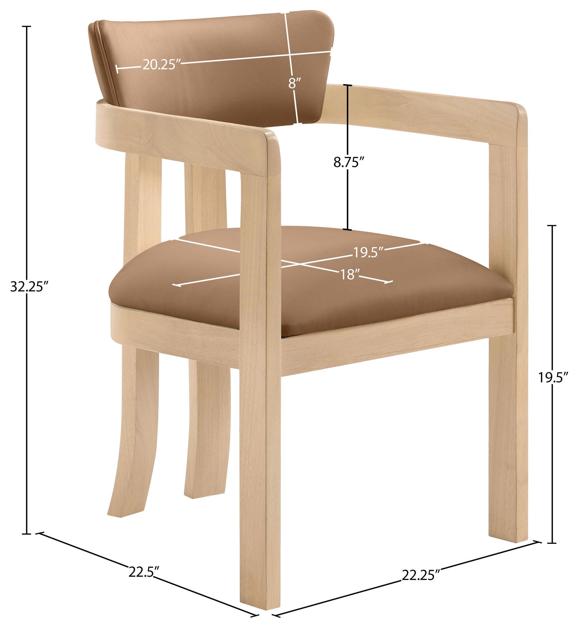 Lavrin - Vegan Leather Dining Arm Chair (Set of 2) - Natural Base