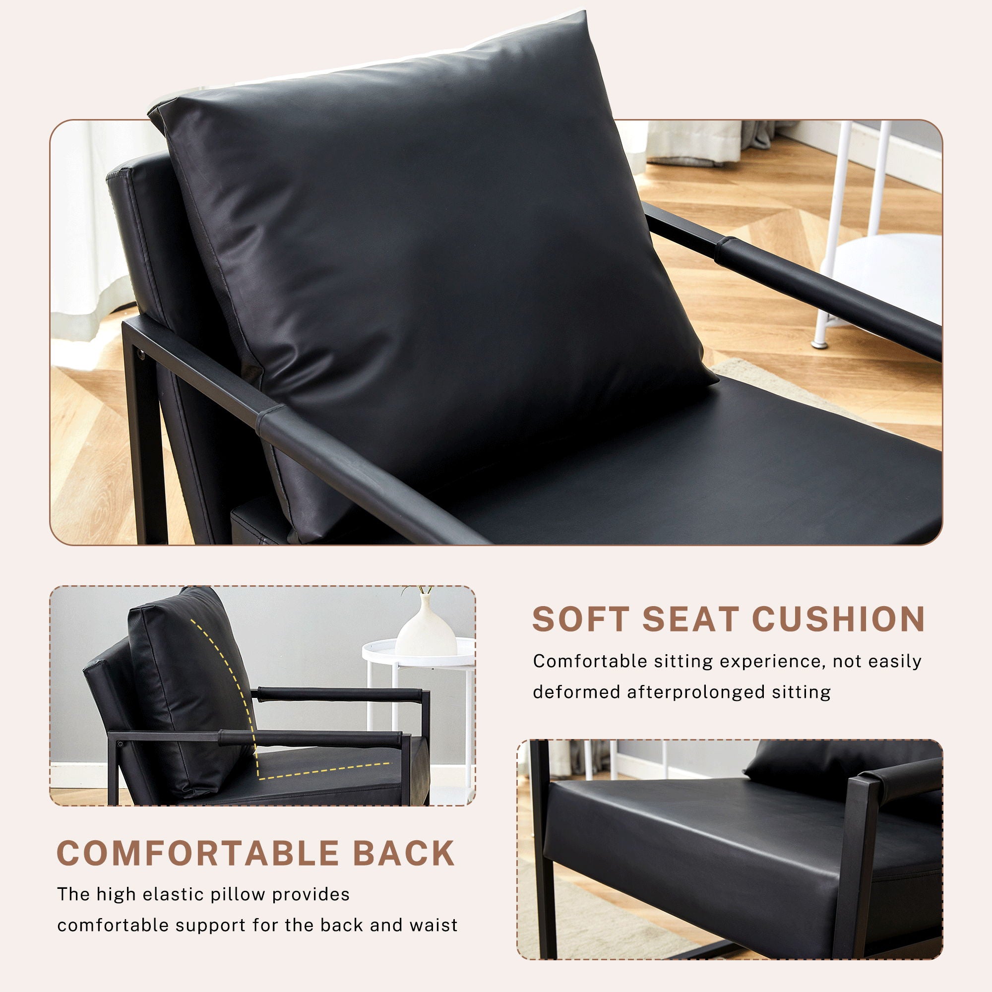 Classic And Metal Frame Sofa, Ergonomically Designed, A Perfect Blend Of Modern And Industrial Styles