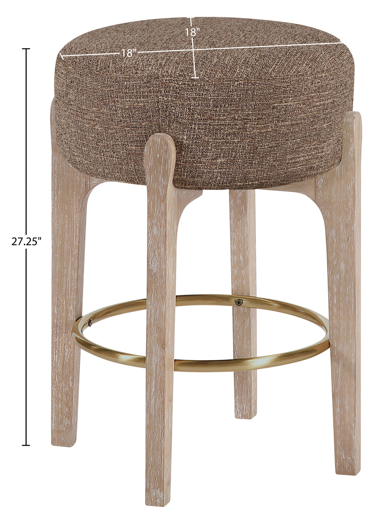 Torino - Backless Counter Stool With Brushed Natural Base (Set of 2)