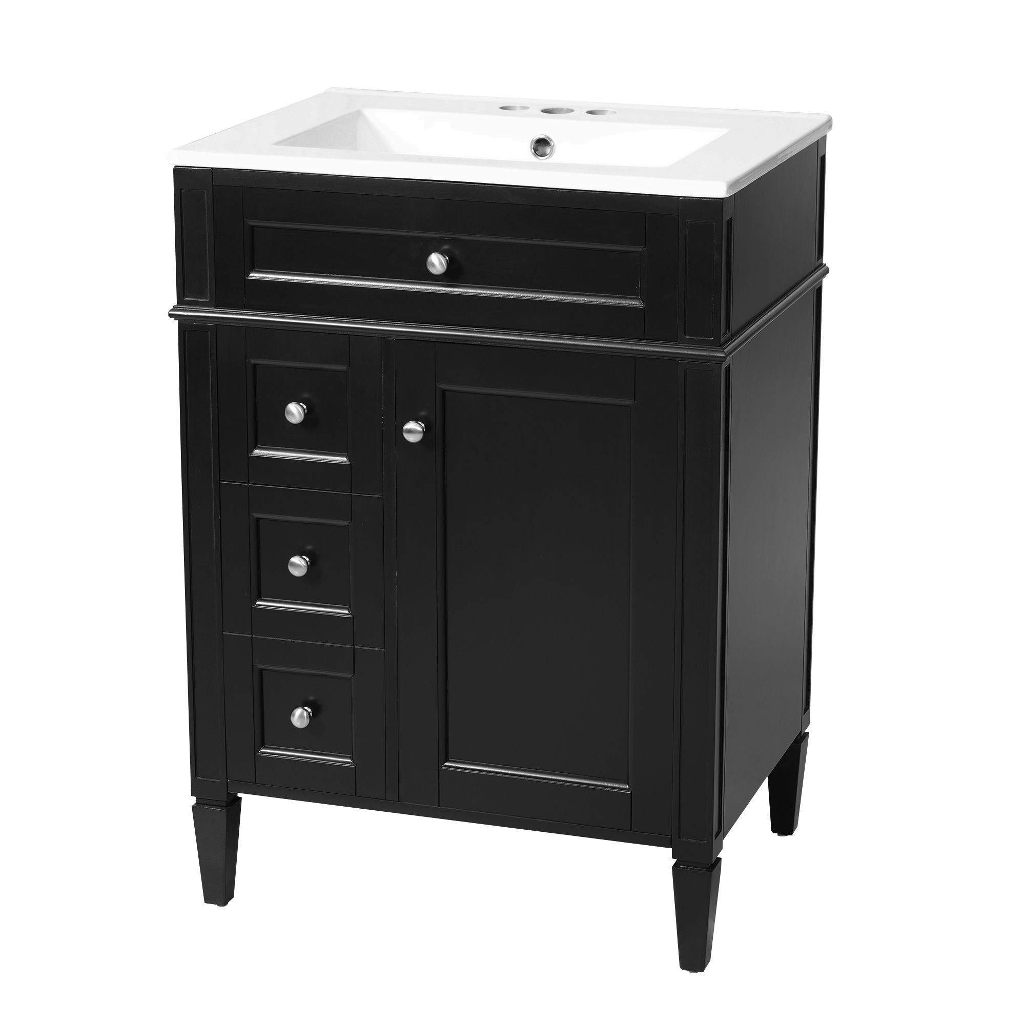 Bathroom Vanity With Top Sink, Storage Cabinet With 2 Drawers And Tip-Out Drawer