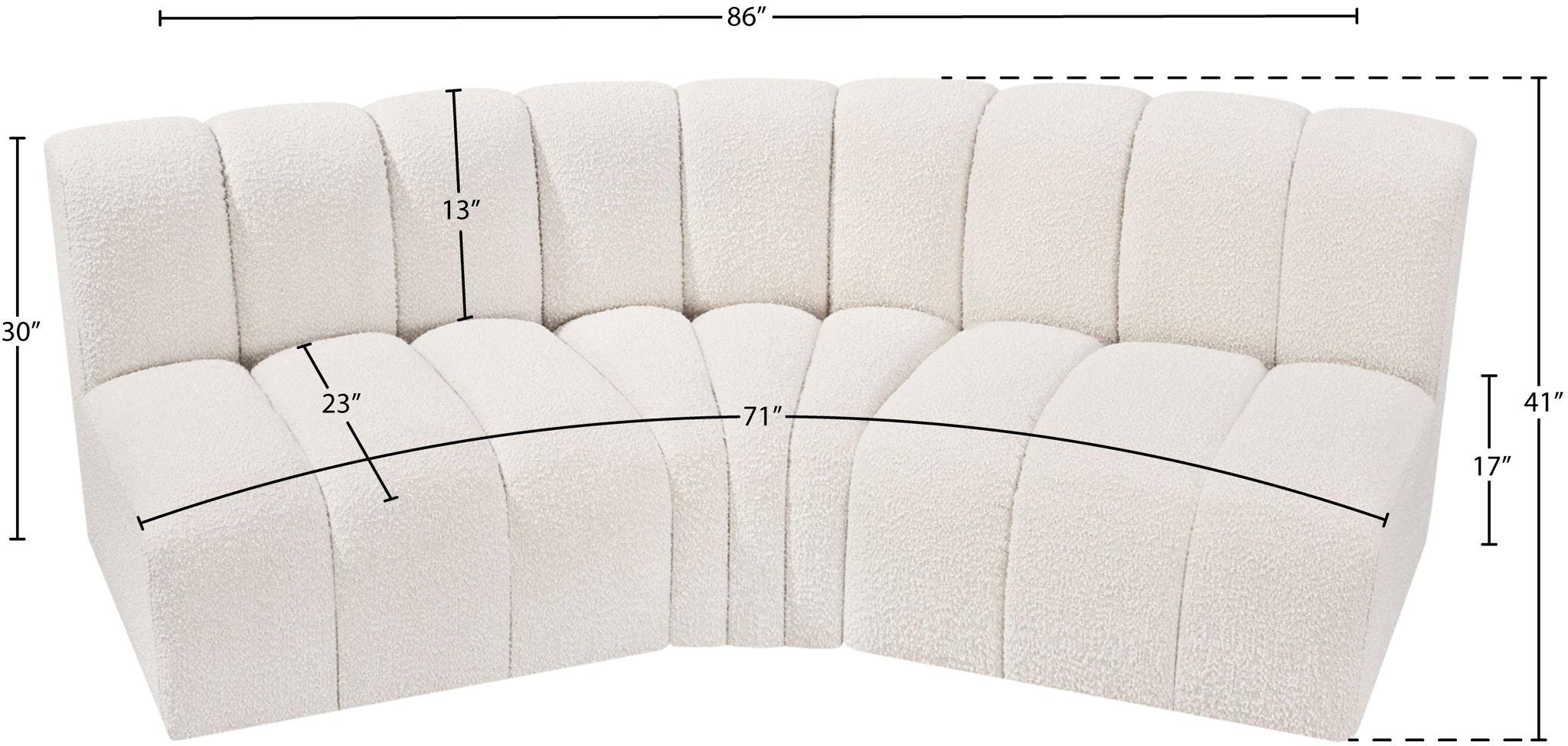 Arc - Boucle Fabric 3 Piece Modular Corner Sofa