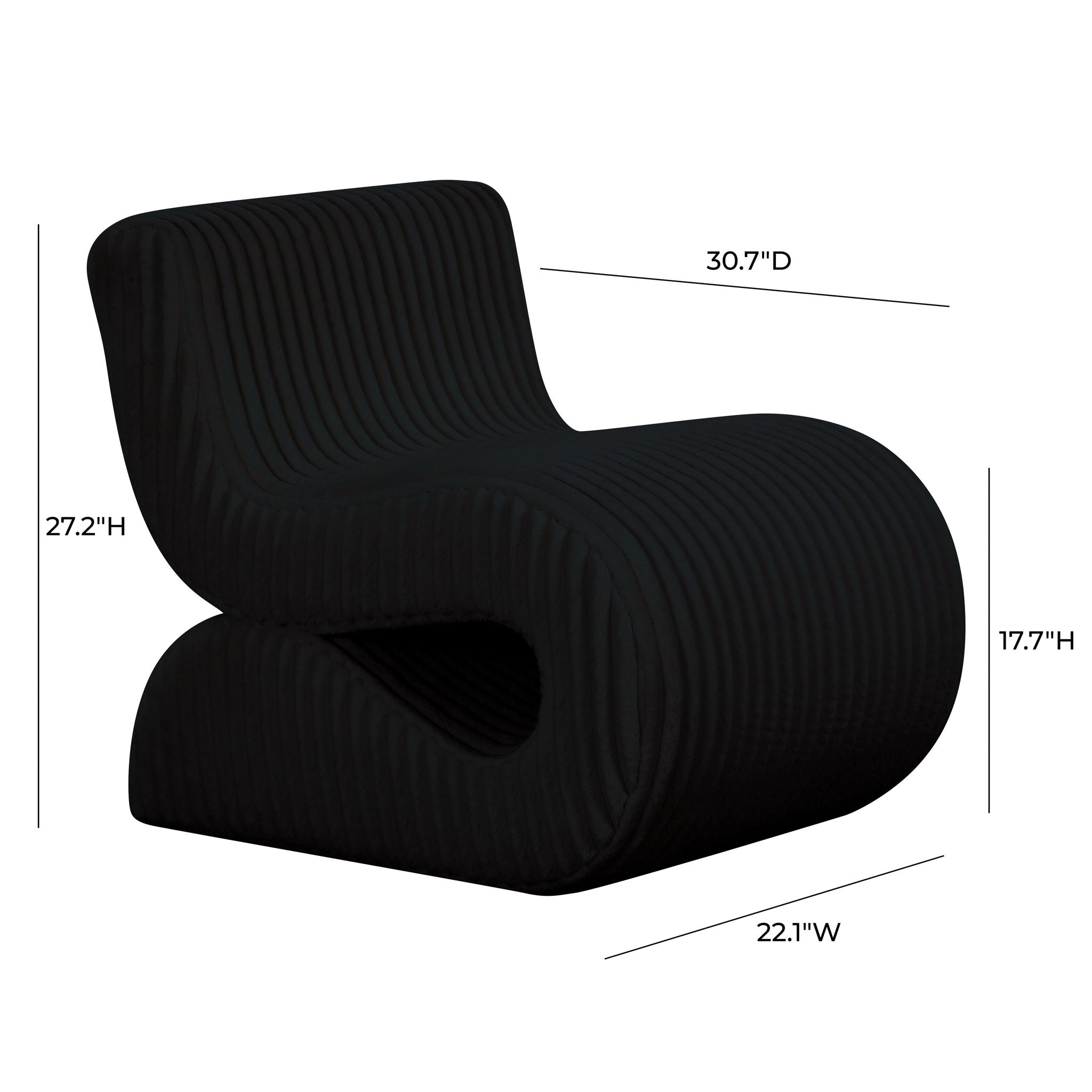 Senna - Oversized Corduroy Accent Chair - Black