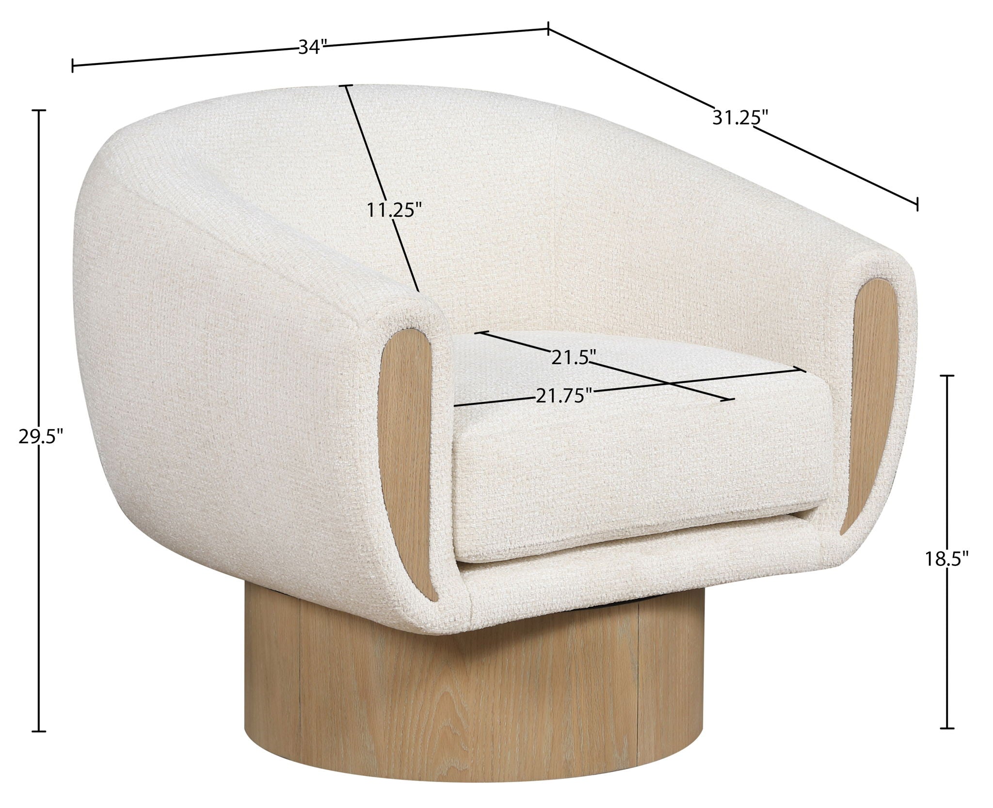 Avella - Interwoven Fabric Swivel Accent Chair - Light Brown Base