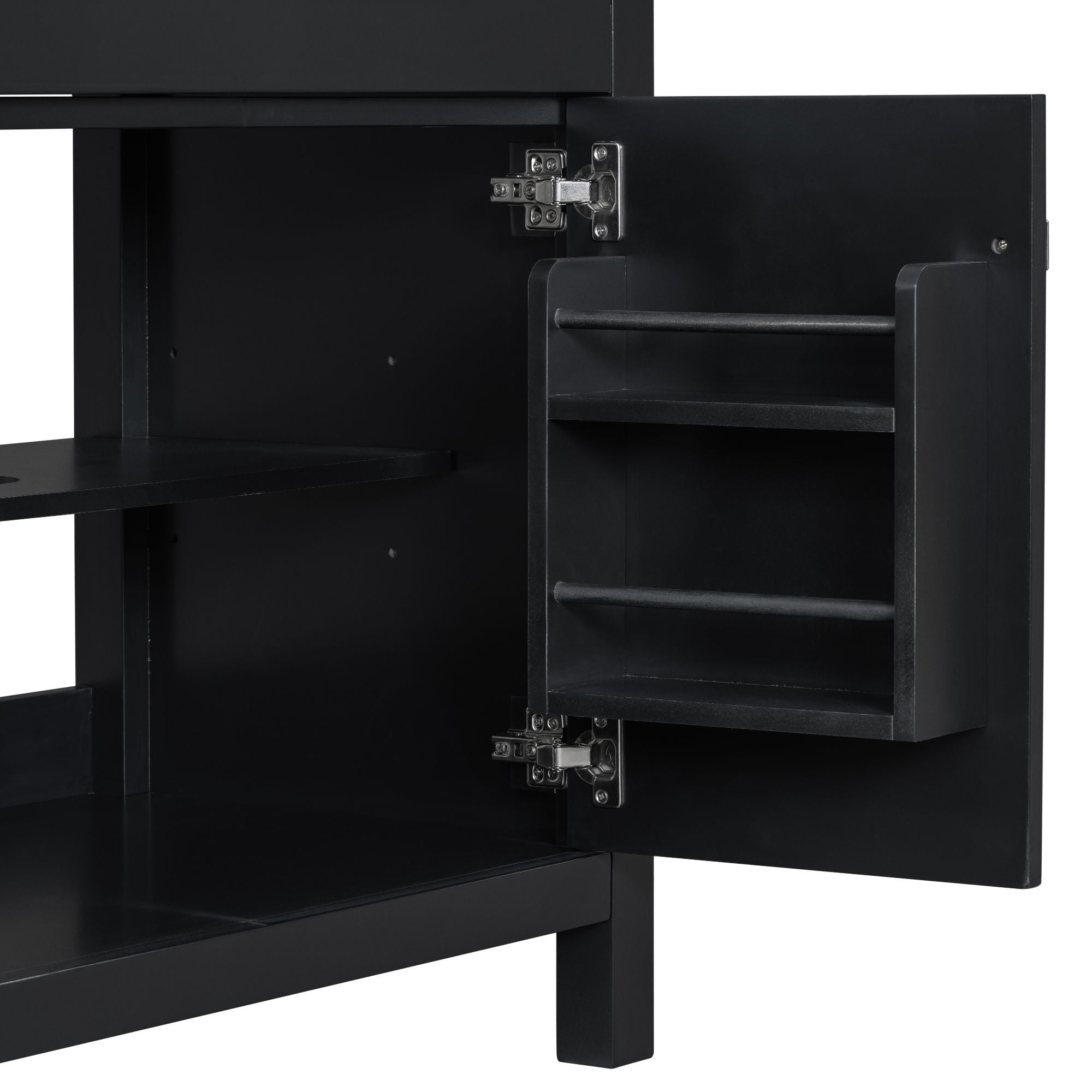 Bathroom Vanity With Ceramic Sink, Modern Single Bathroom Cabinet With 2 Doors And A Shelf, Soft Close Doors