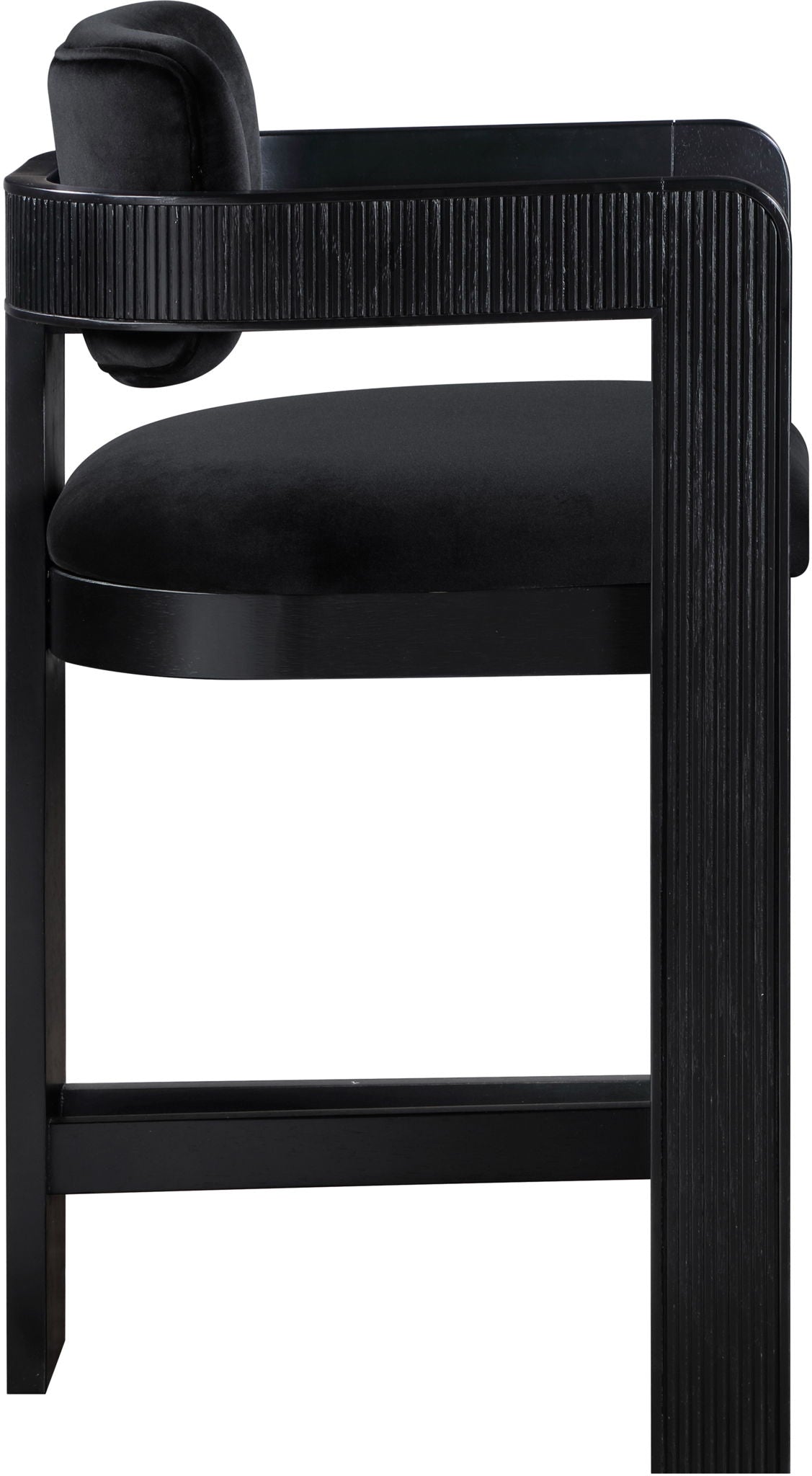 Sacha - Velvet Stool With Black Base