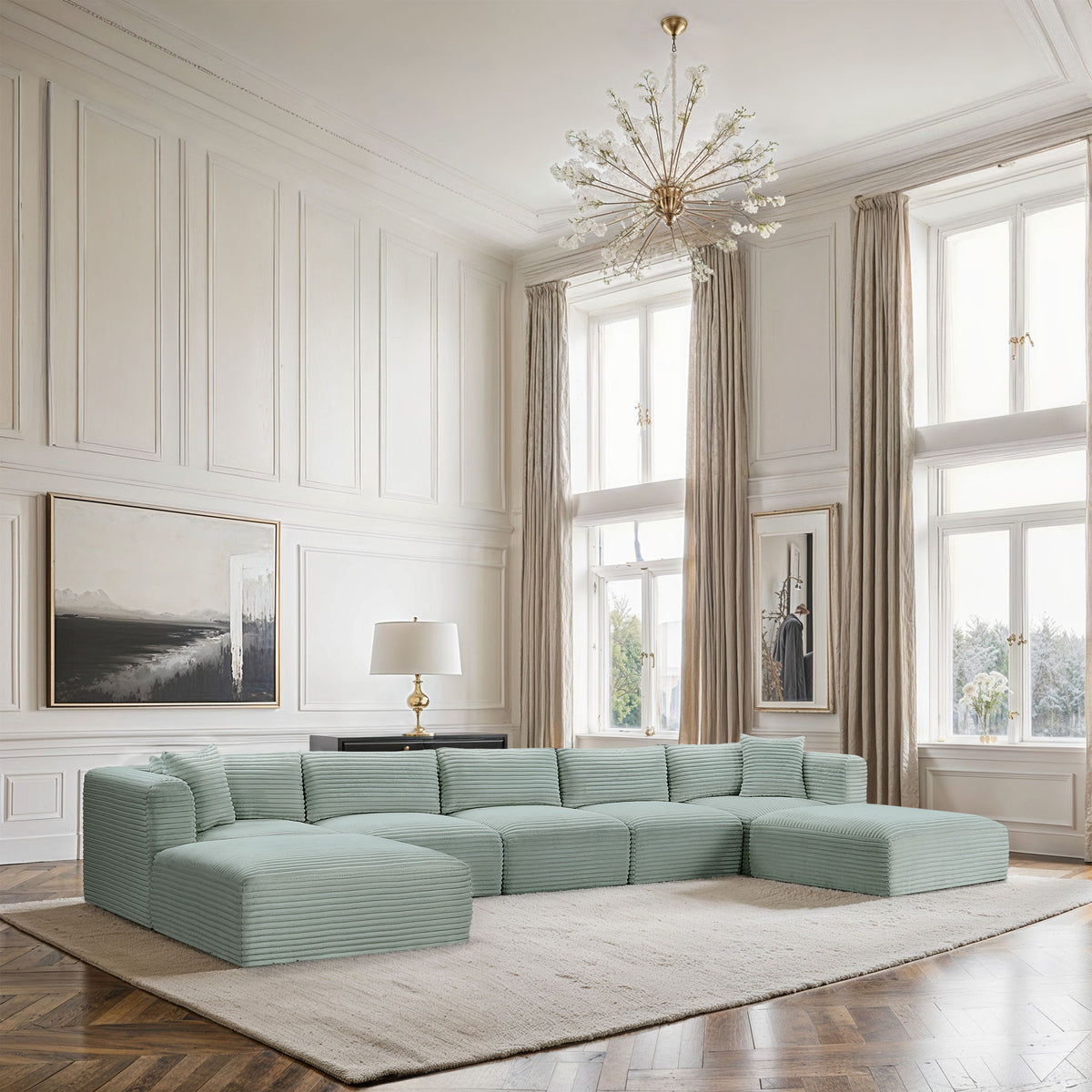 Shaggy - 7 Piece Modular Sectional With 2 Ottomans