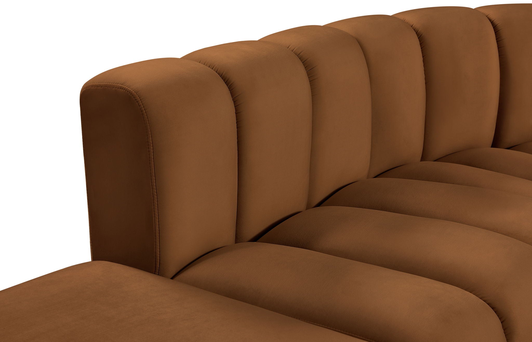 Arc - Velvet 6 Piece Corner Modular Sofa - Saddle