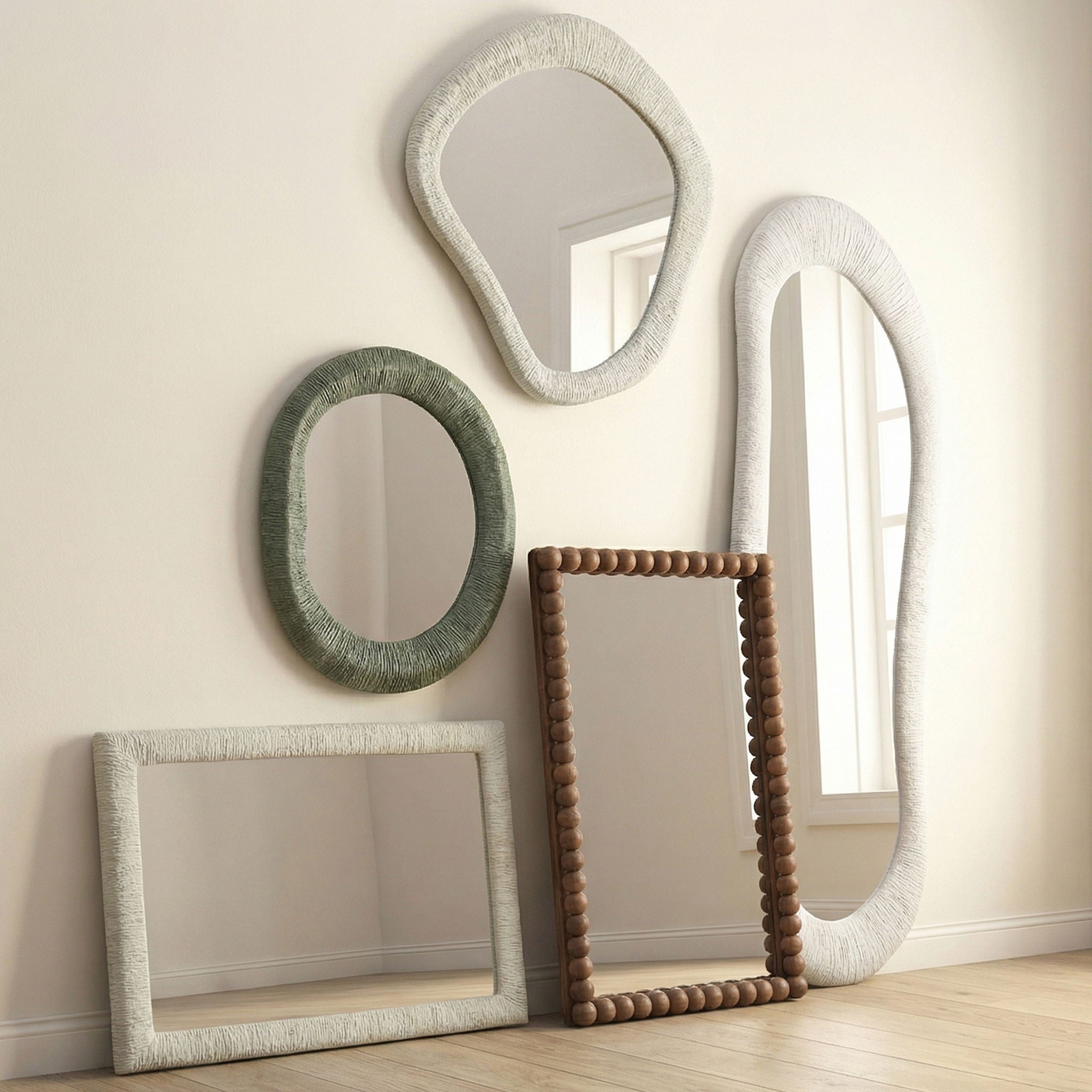Orpheus - 35" x 31" Ribbed Wall Mirror - Faux Stone