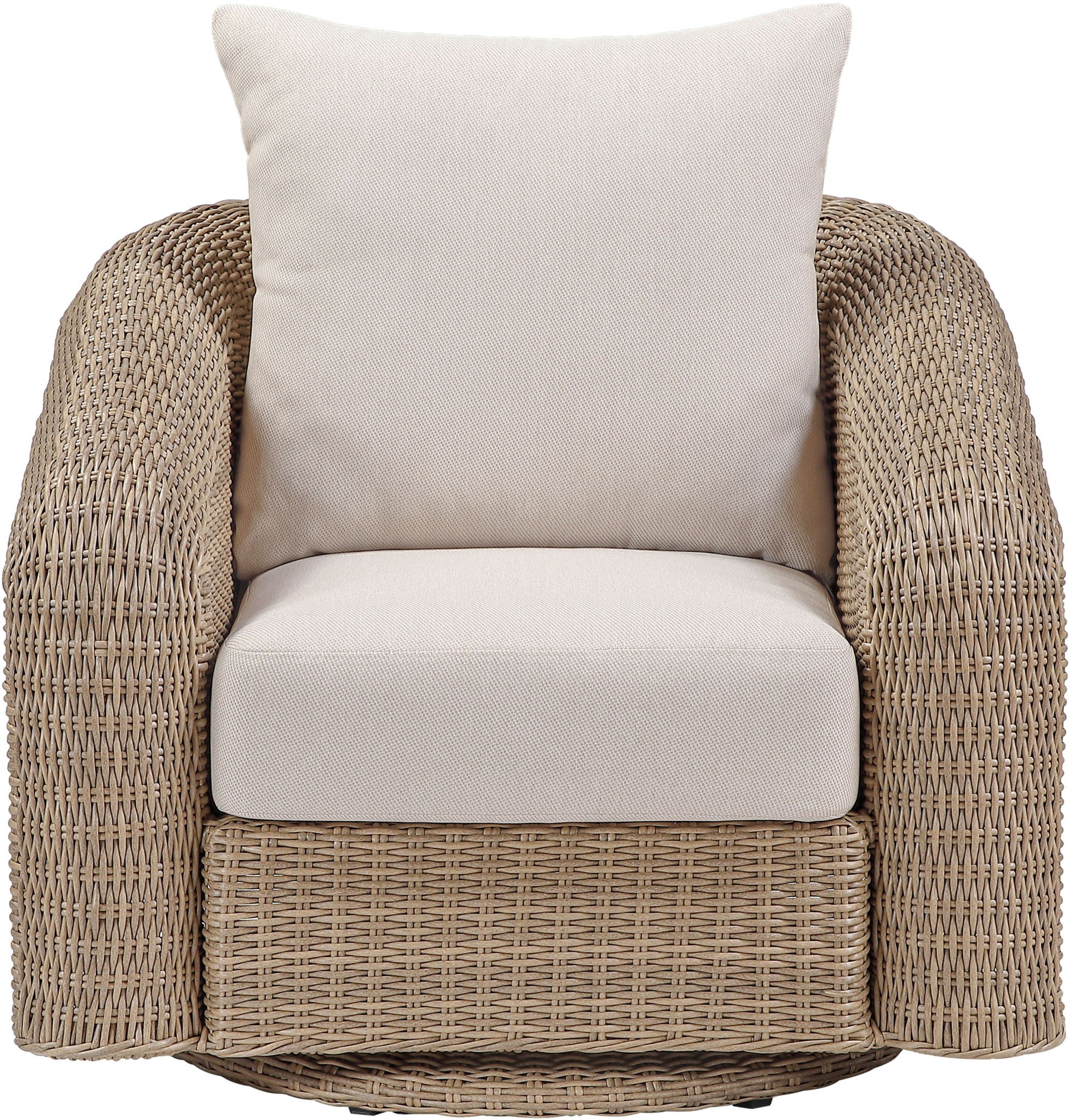 Seacrest - Olefin Water Resistant Fabric And Wicker Outdoor Patio Swivel Chair