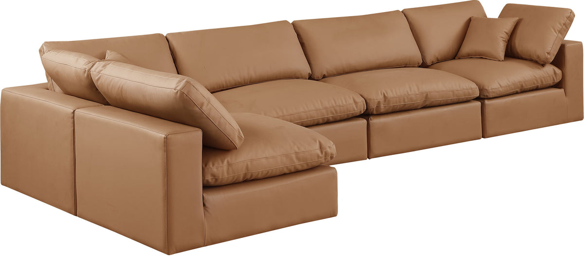 Comfy - 5 Piece Faux Leather Modular Sectional