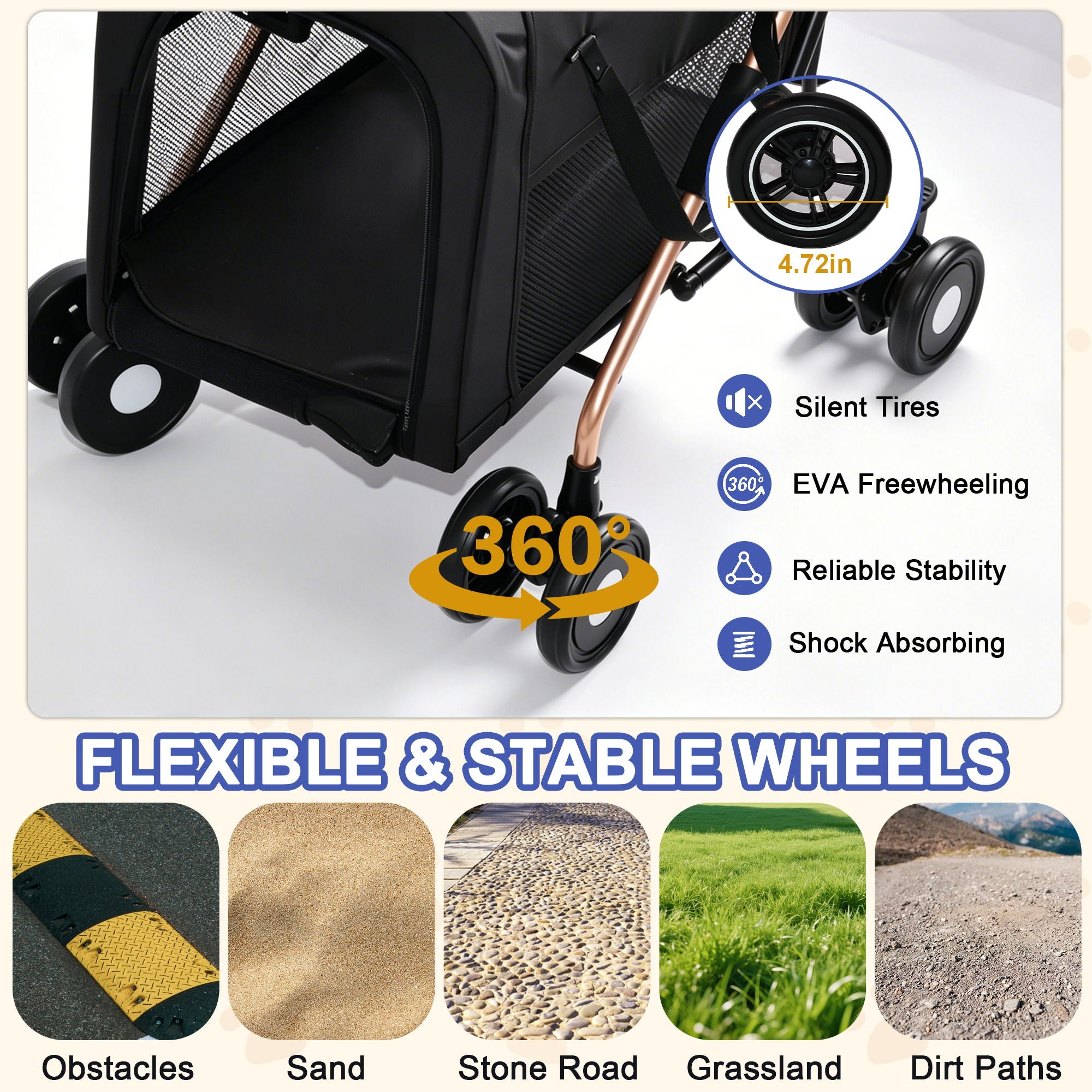 Double Pet Stroller For Dogs And Cats
