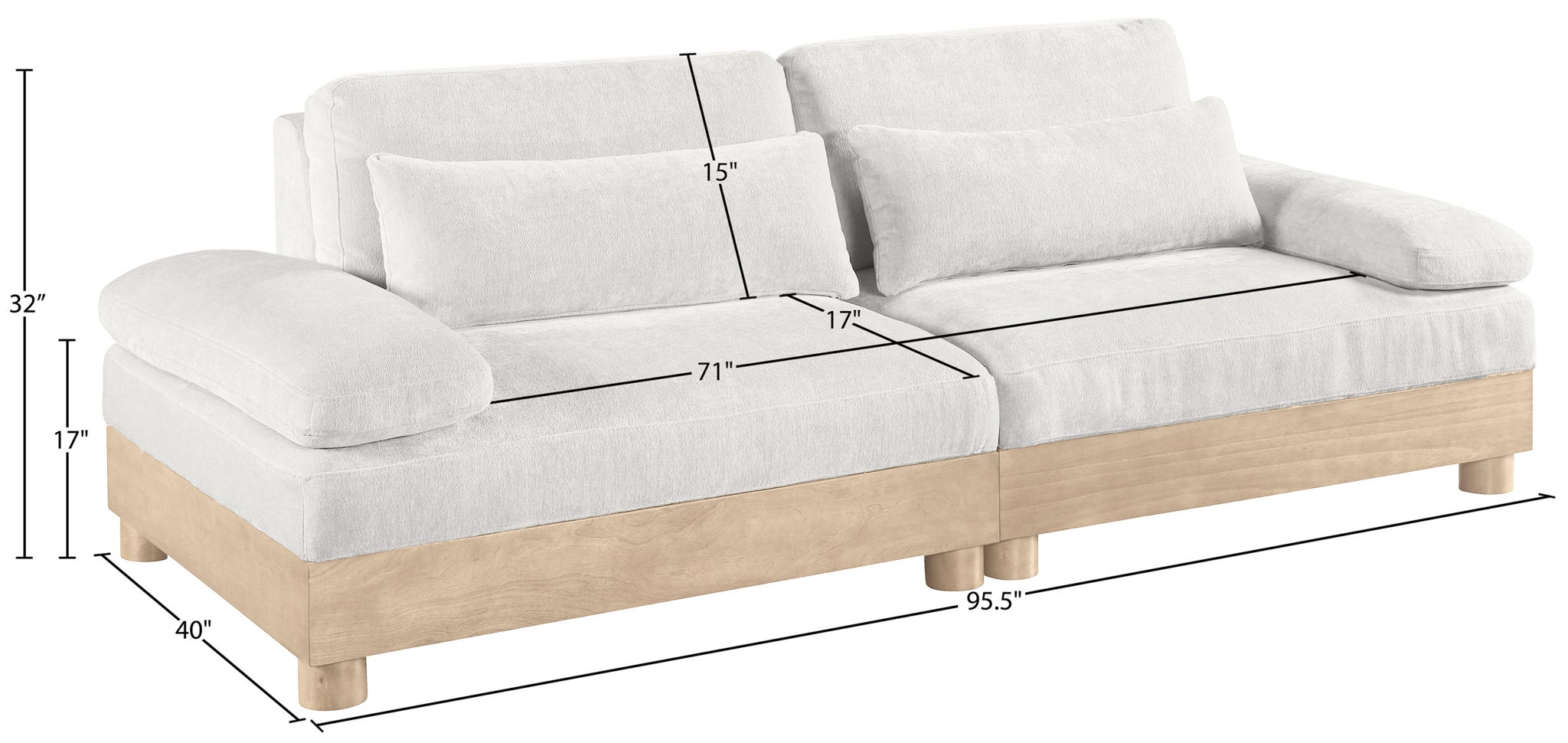 Turin - Chenille Fabric Upholstered Modular Sectional - White