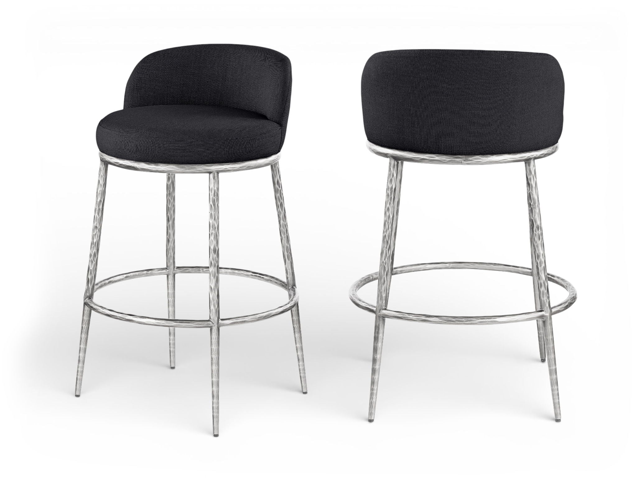 Ferro - Performance Fabric Upholstered Bar Stool - Antique Silver