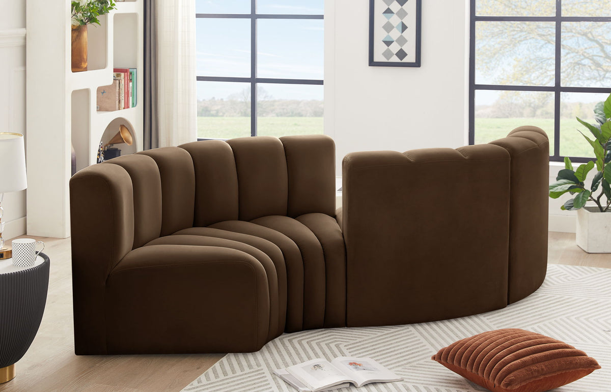 Arc - Velvet 4 Piece Curved Modular Sofa