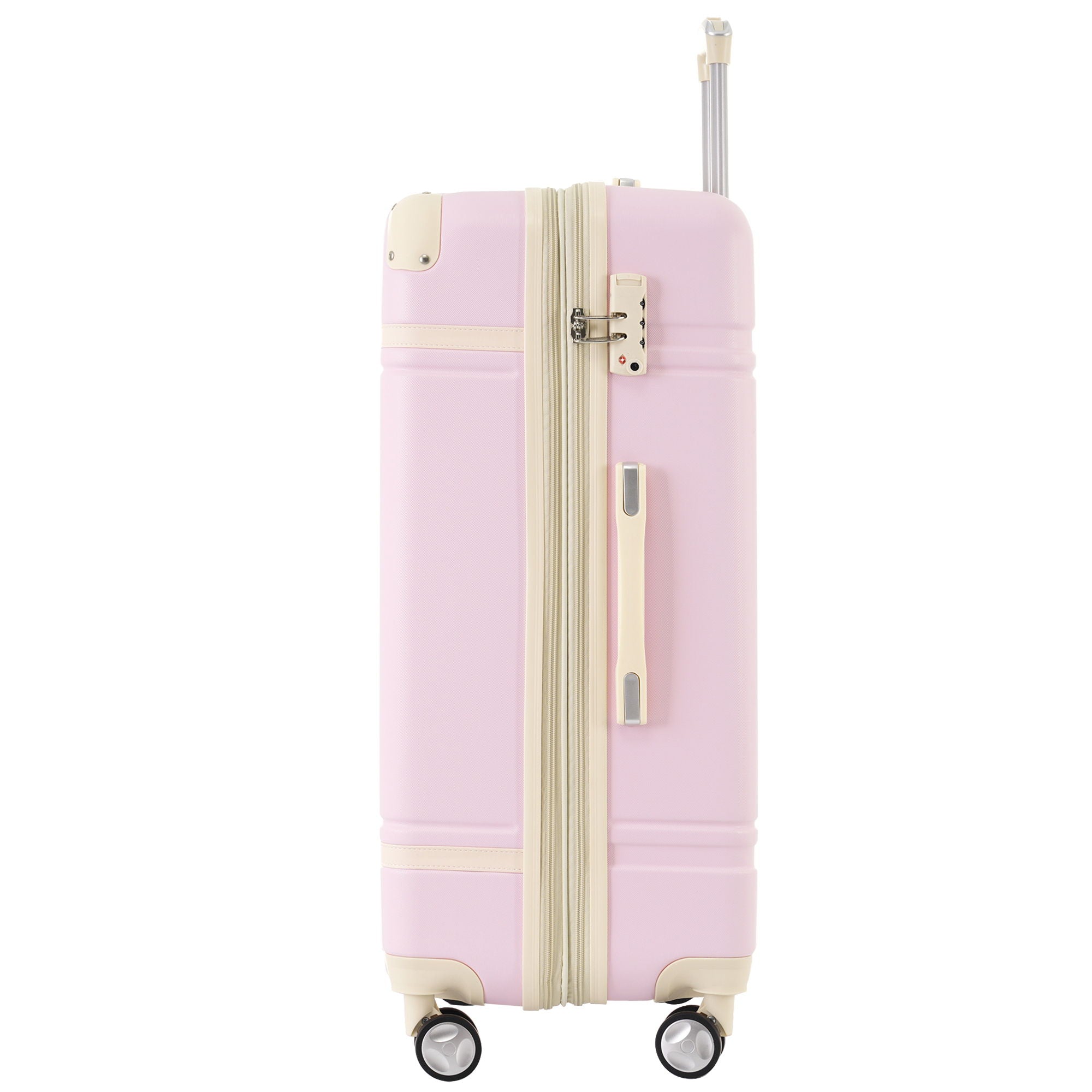 Hardshell Luggage Set With Double Spinner Wheels, Tsa Lock, Lightweight Suitcase, 24" With Bags - Light Pink