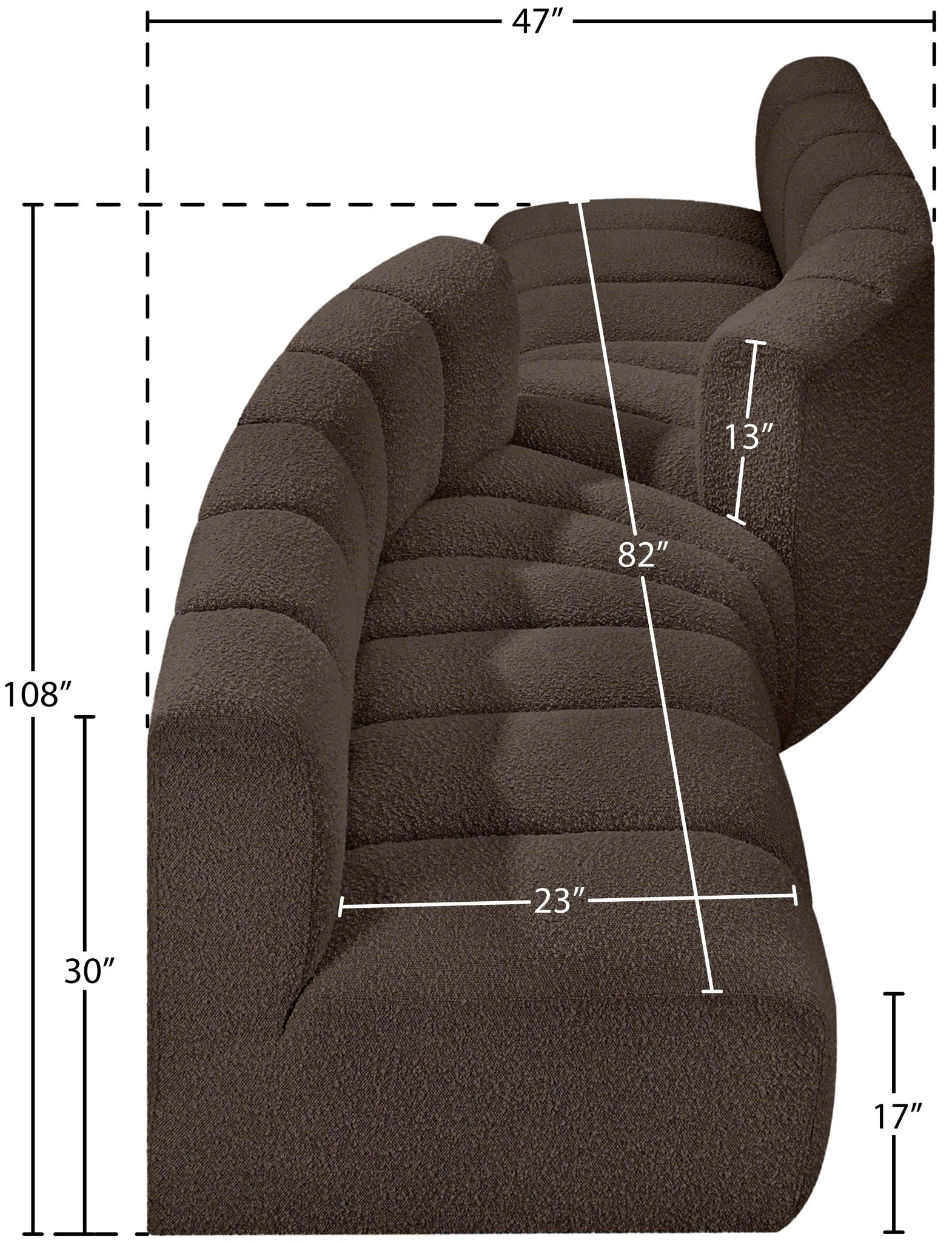 Arc - Boucle Fabric 4 Piece Sofa