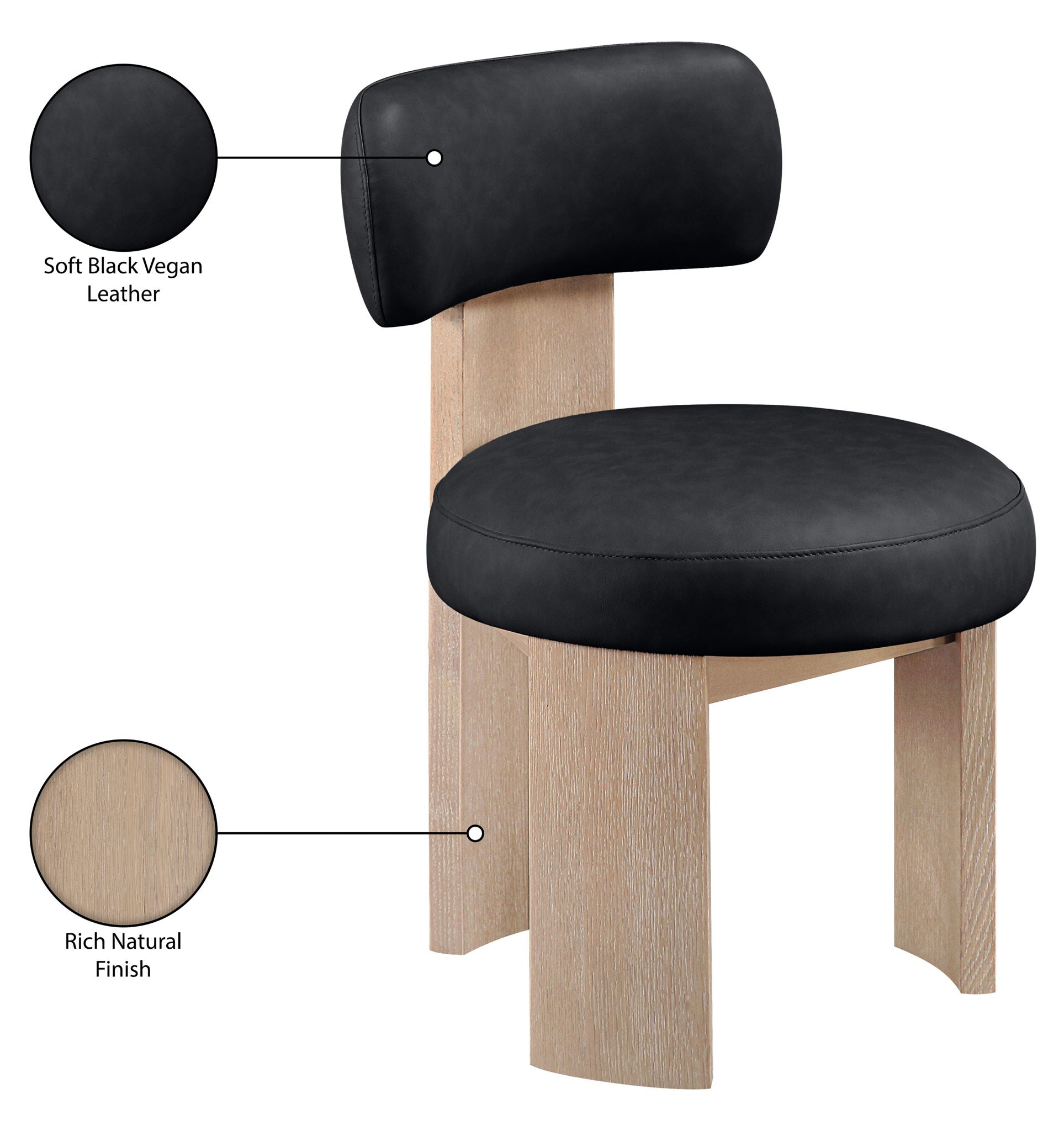 Atelier - Vegan Leather Upholstered Dining Chair (Set of 2) - Painted Natural Frame