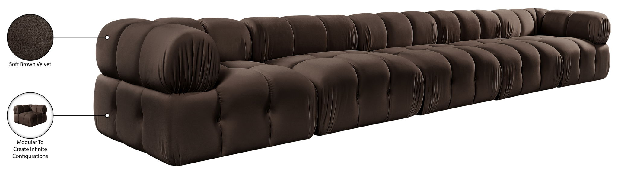 Orin - Fabric Velvet 5 Piece Modular Sofa