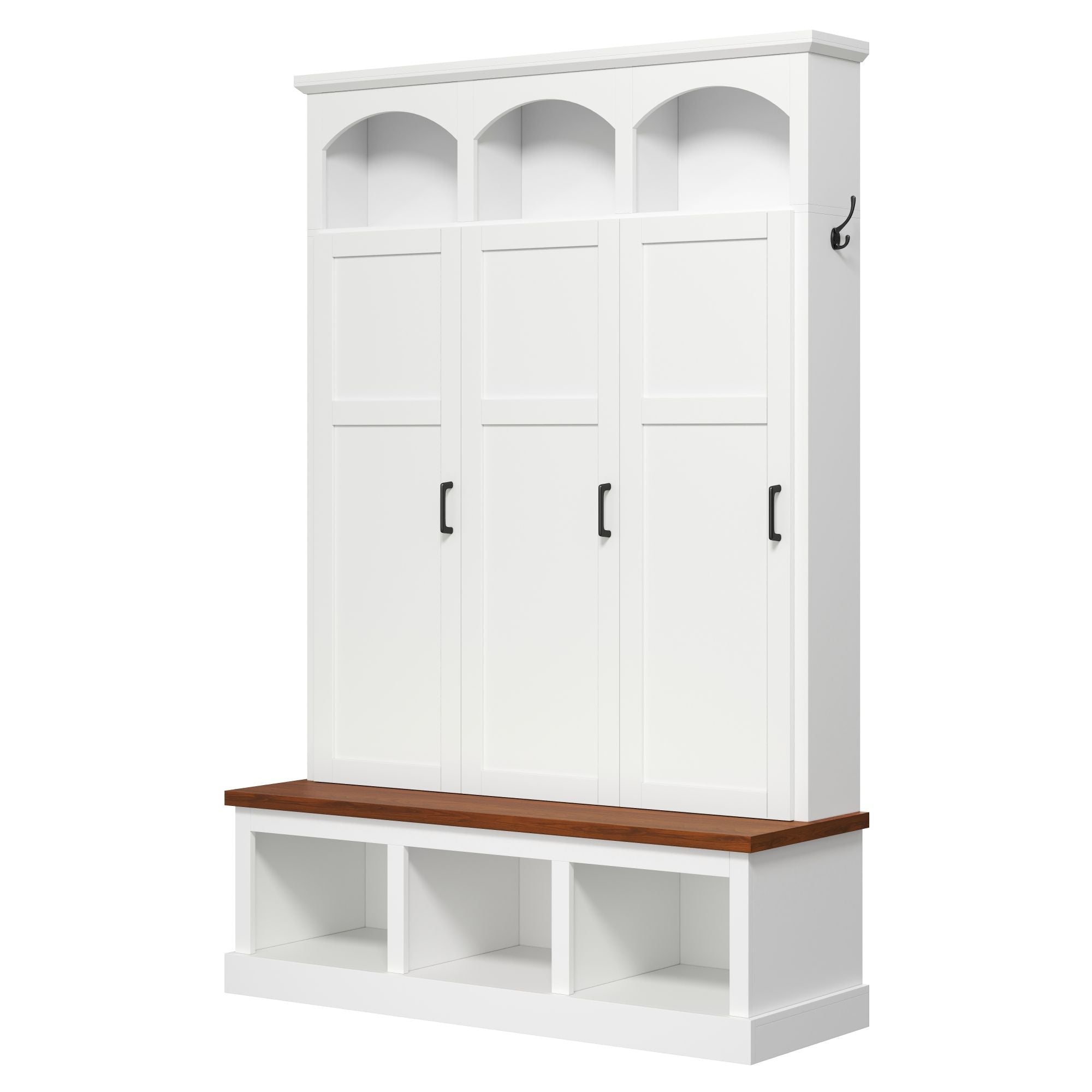 Classic Arched Design Hall Tree With 3 Hidden Storage